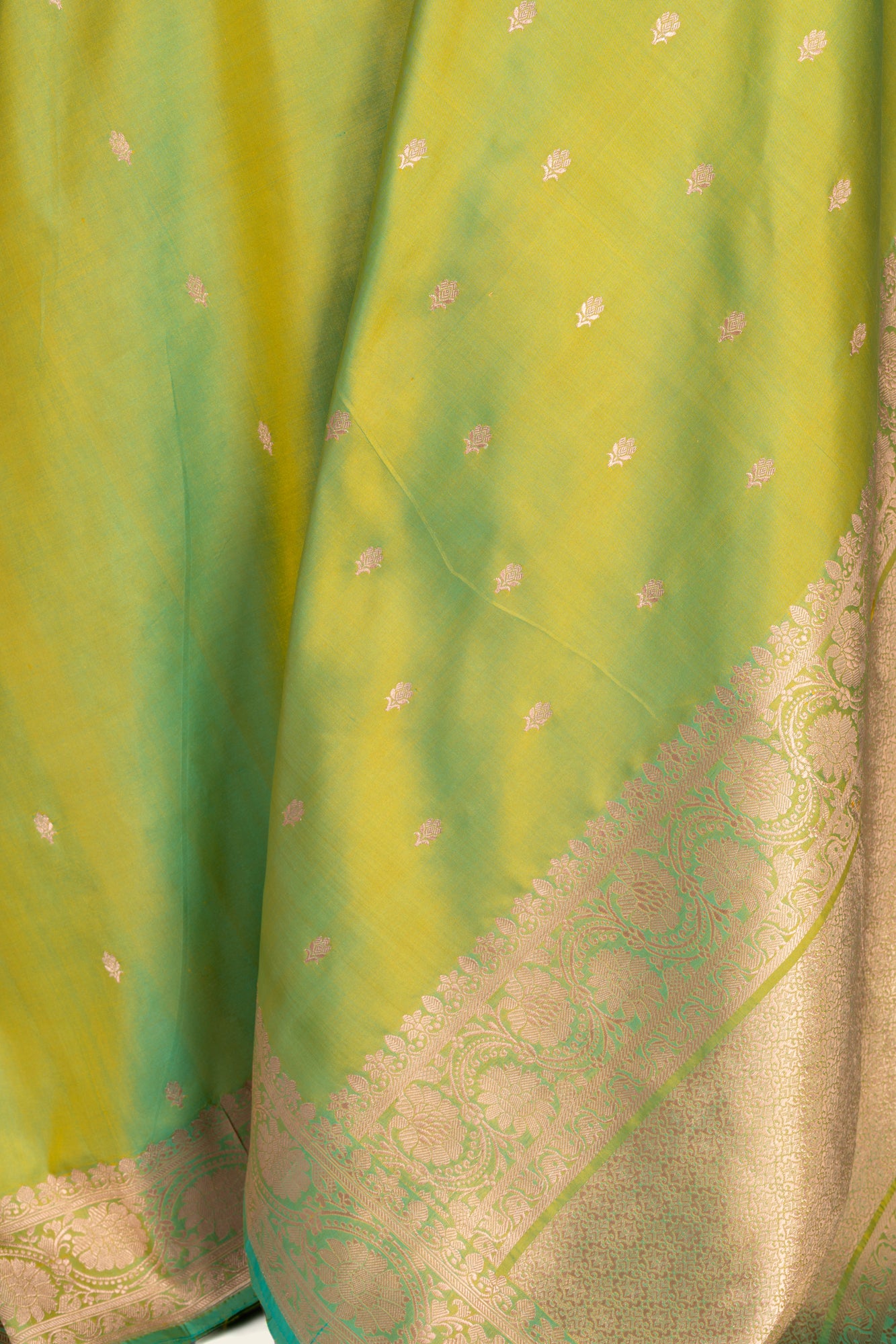 Lime Green Kadhua Benarasi silk saree