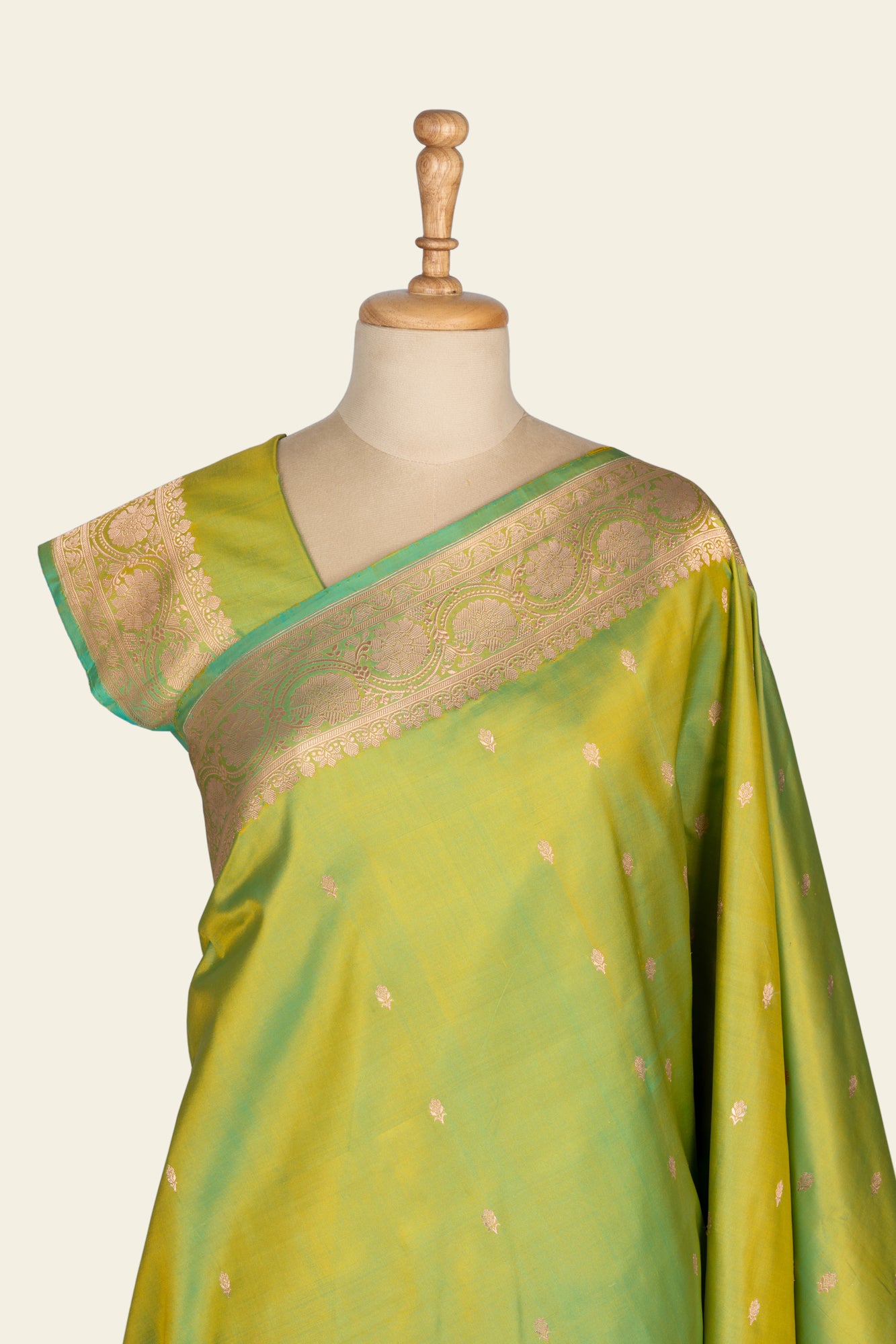 Lime Green Kadhua Benarasi silk saree