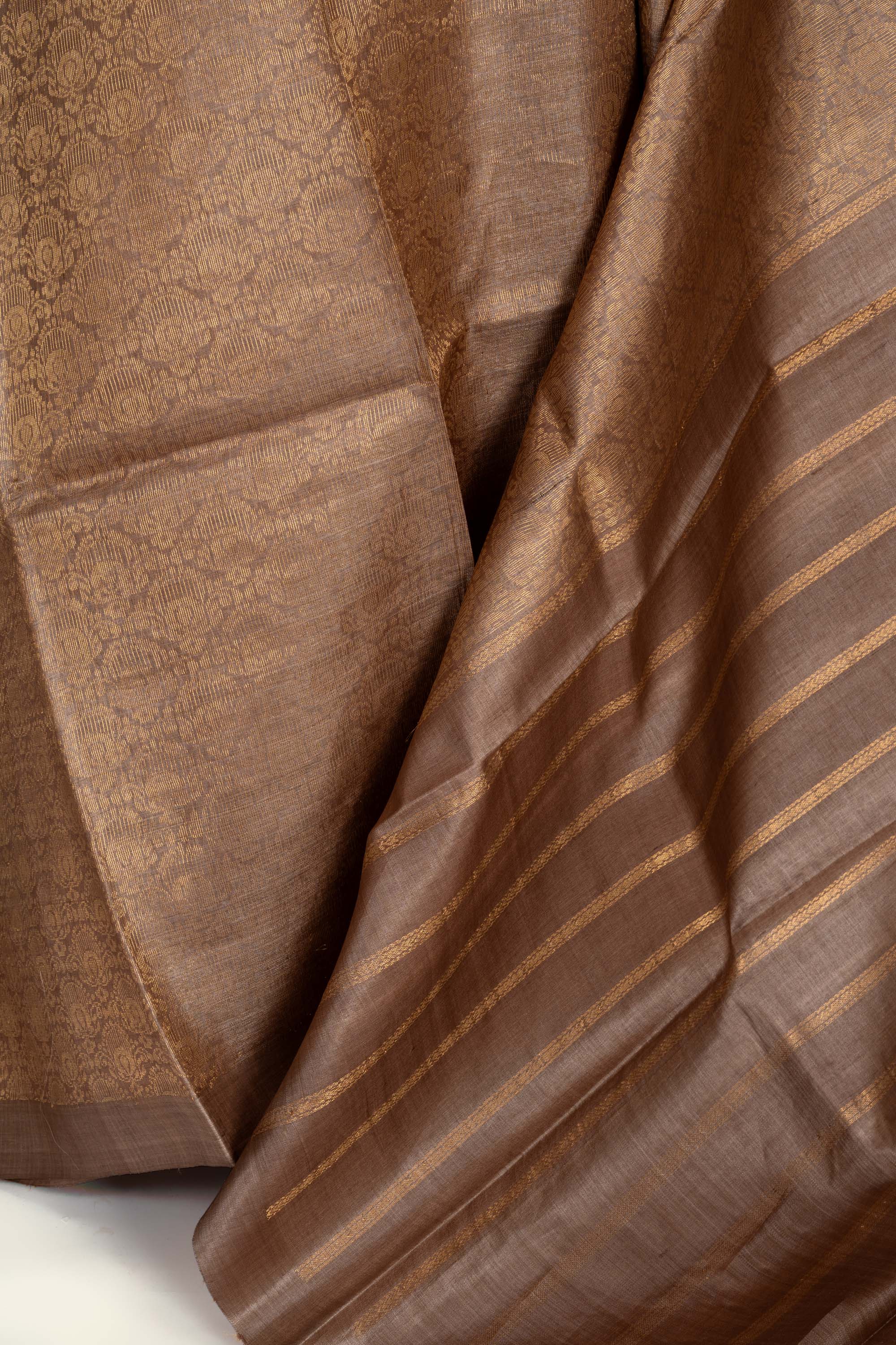 Irish Coffee Brocade Chhattisgarh Pure Tussar Silk Saree