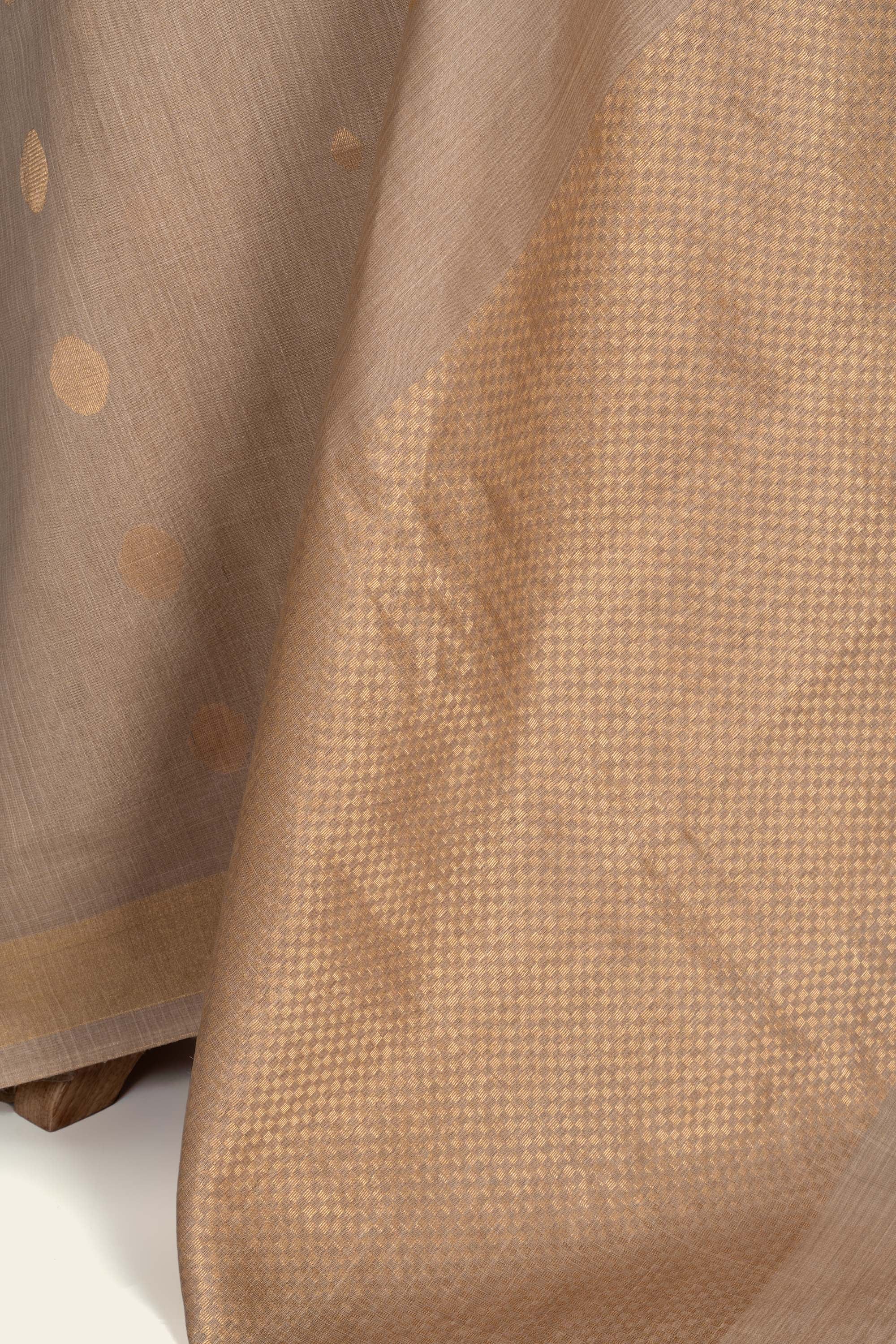 Beige Chhattisgarh Handspun Pure Tussar Silk Saree