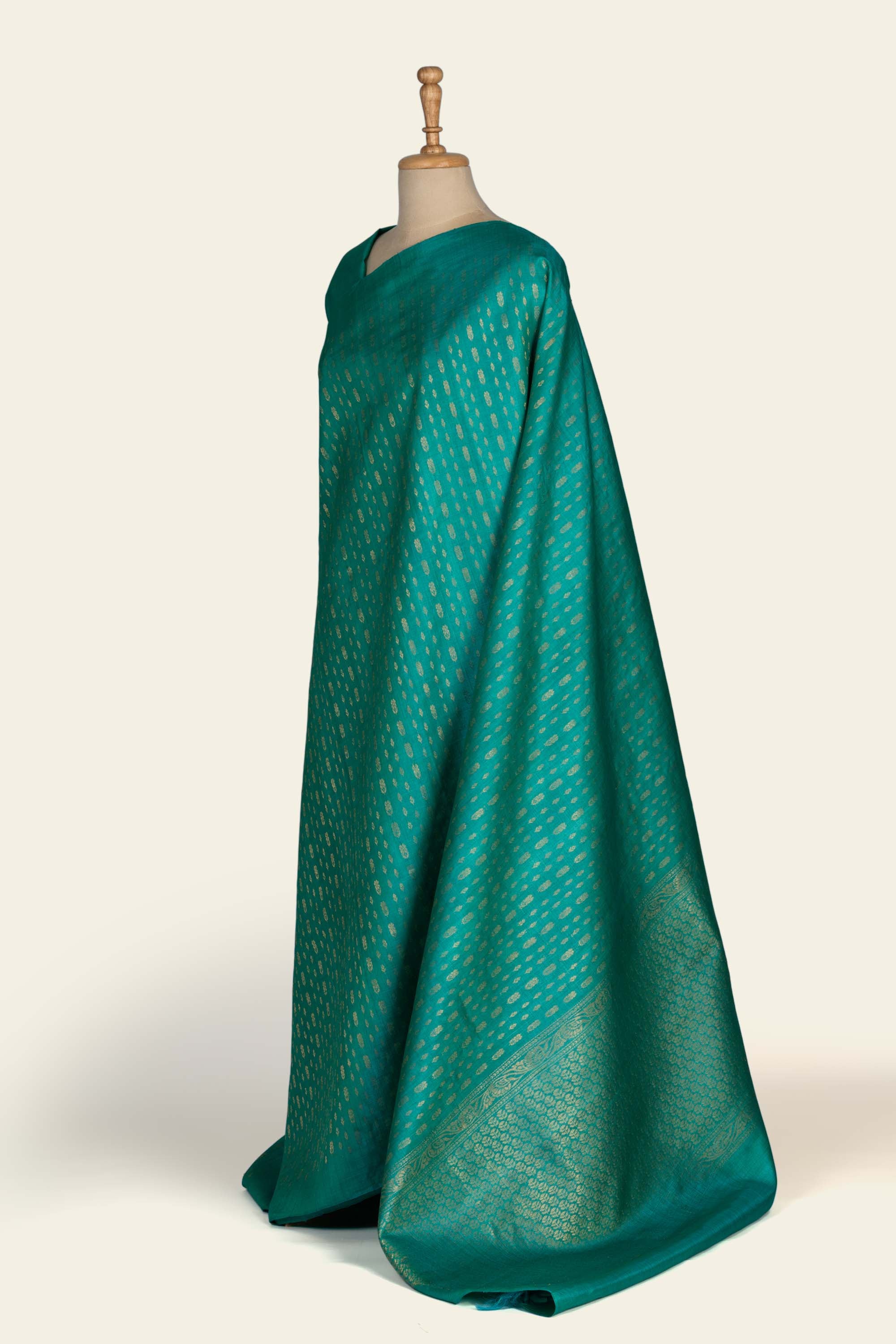 Sea Blue Chhattisgarh Pure Tussar Silk Saree