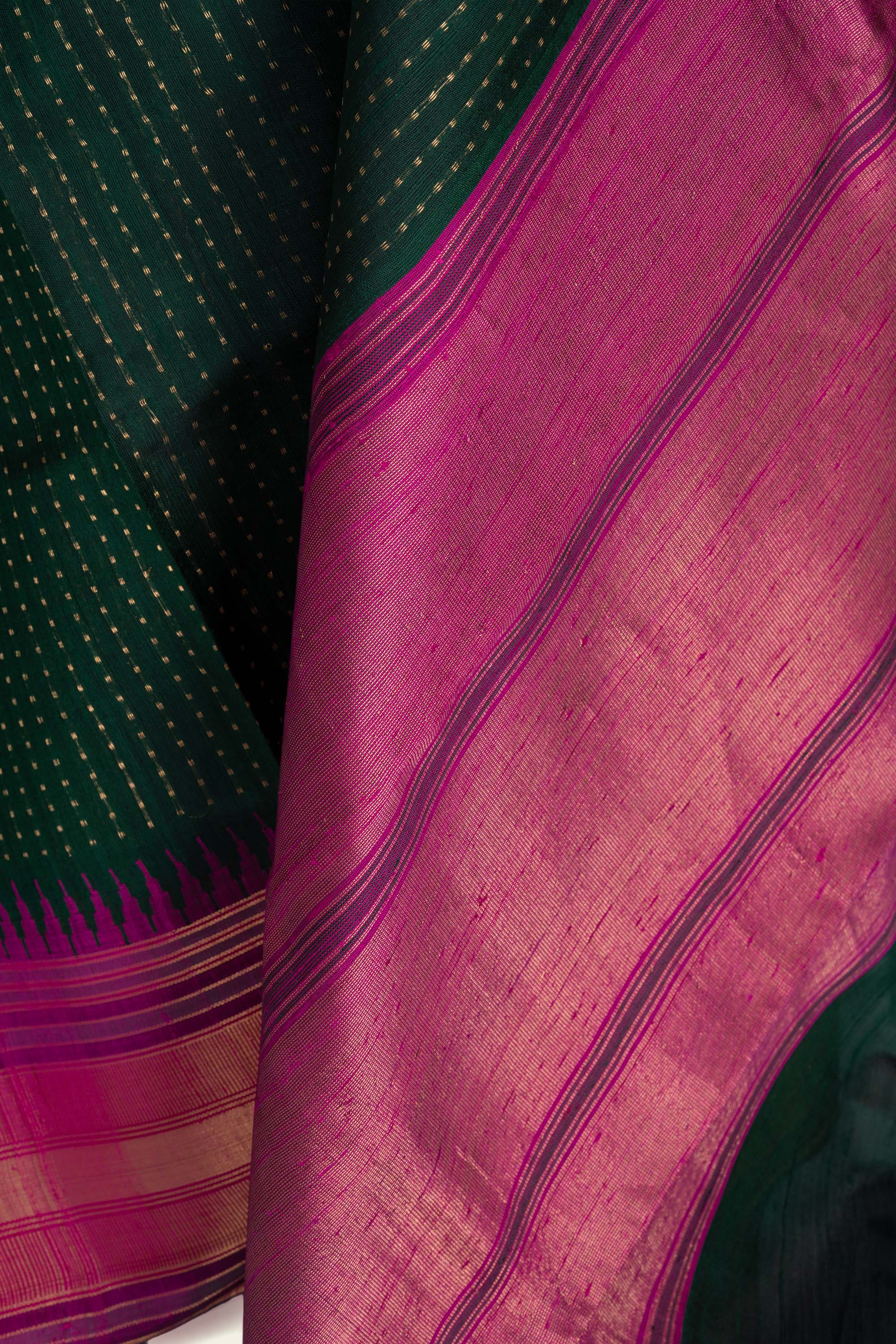 Darkest Green Chhattisgarh Raw Silk Saree