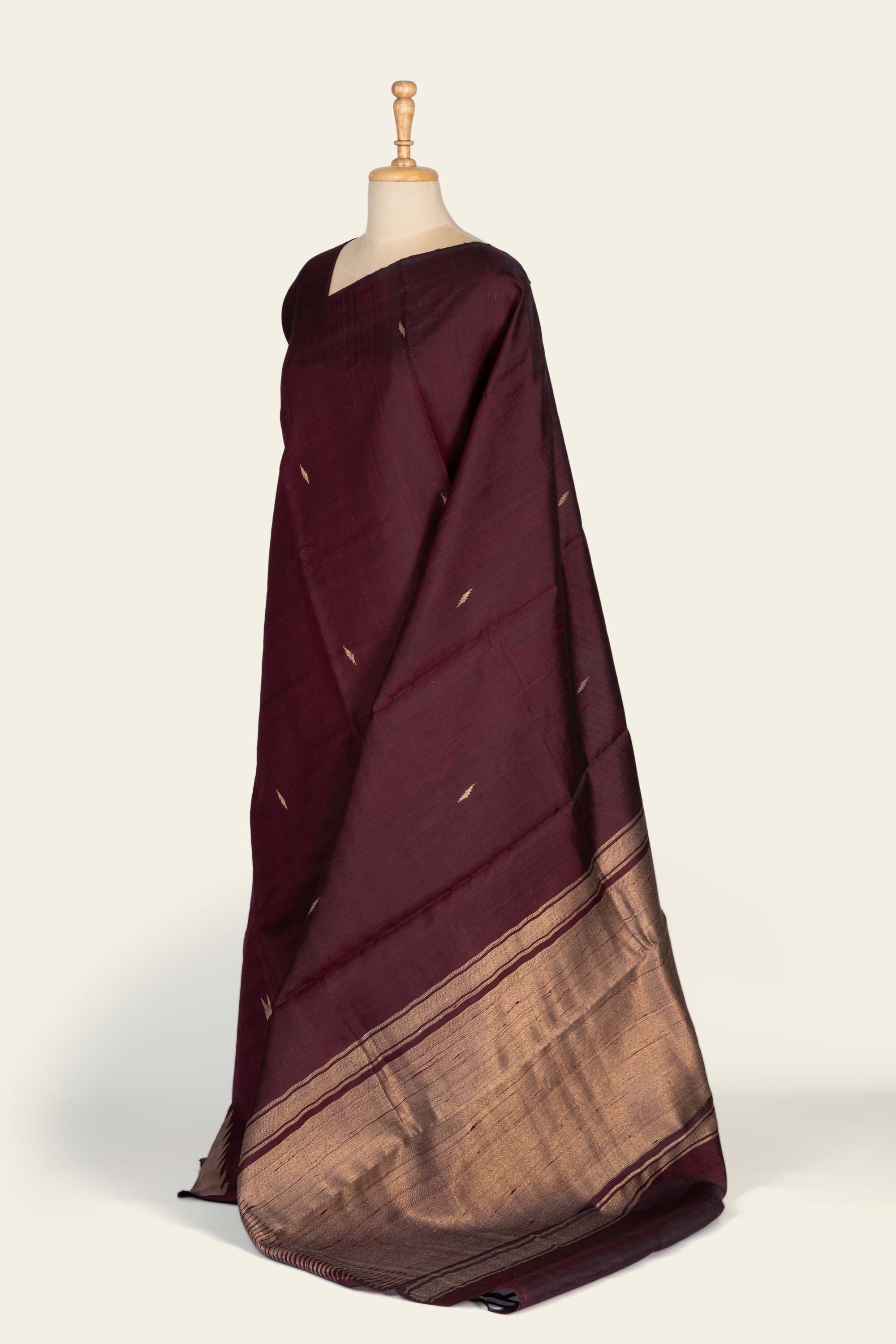 Plum Wine Chhattisgarh Raw Silk Saree