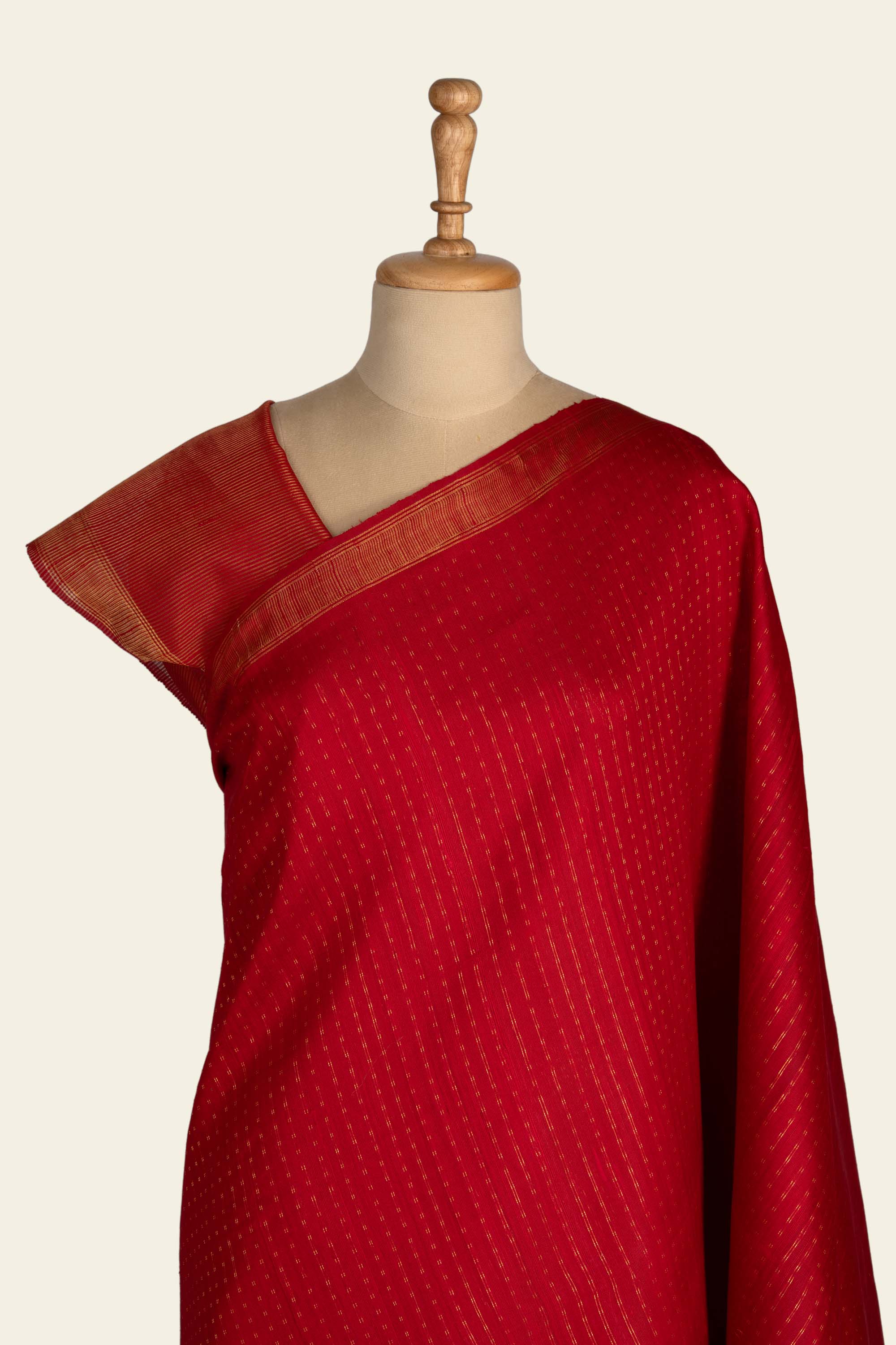 Red Chhattisgarh Raw Silk Saree