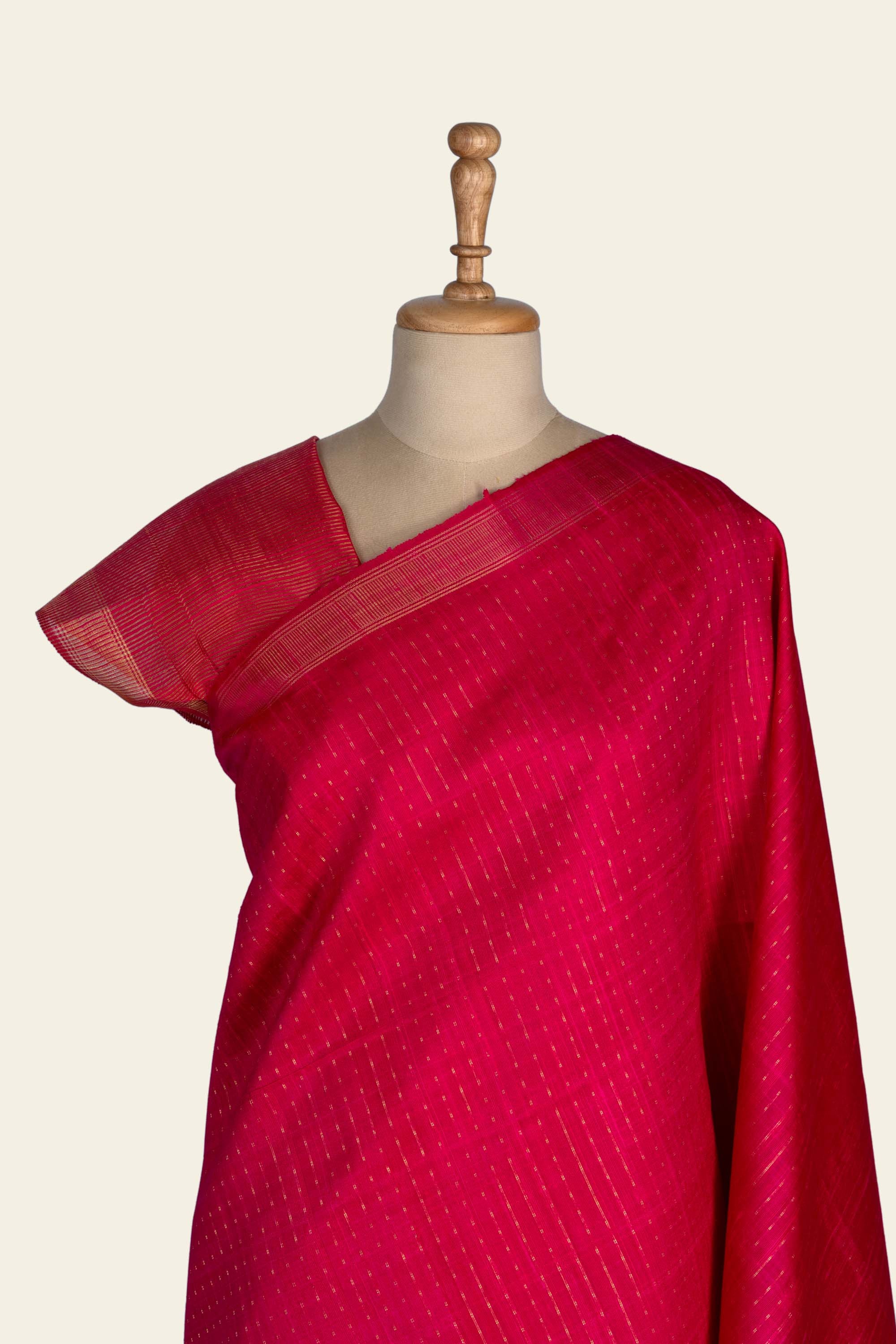Rose Pink Chhattisgarh Raw Silk Saree