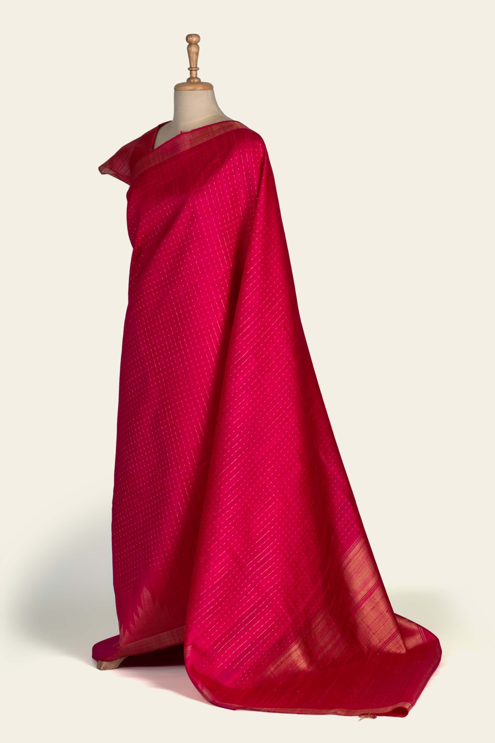 Rose Pink Chhattisgarh Raw Silk Saree