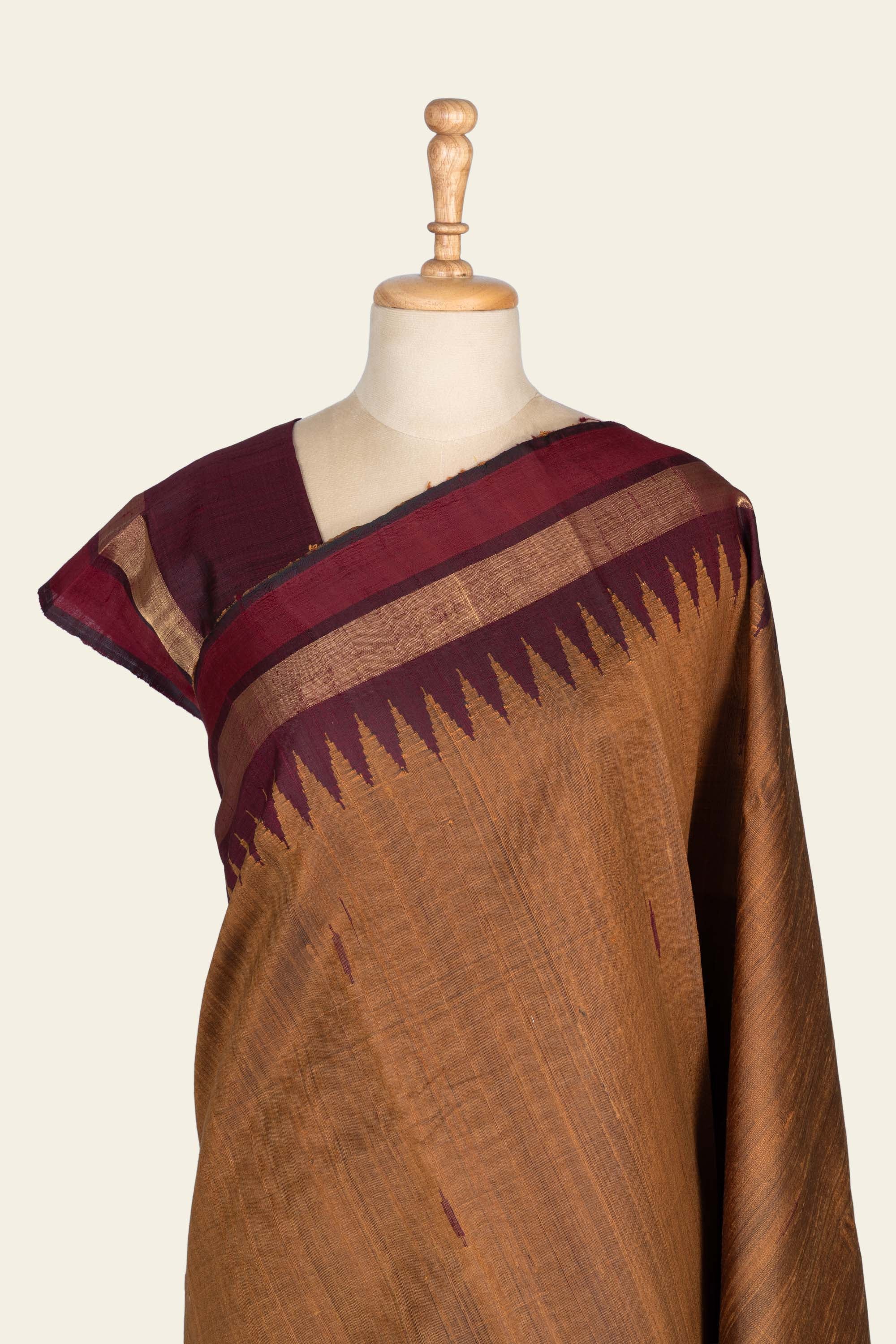 Caramel Brown Chhattisgarh Raw Silk Saree