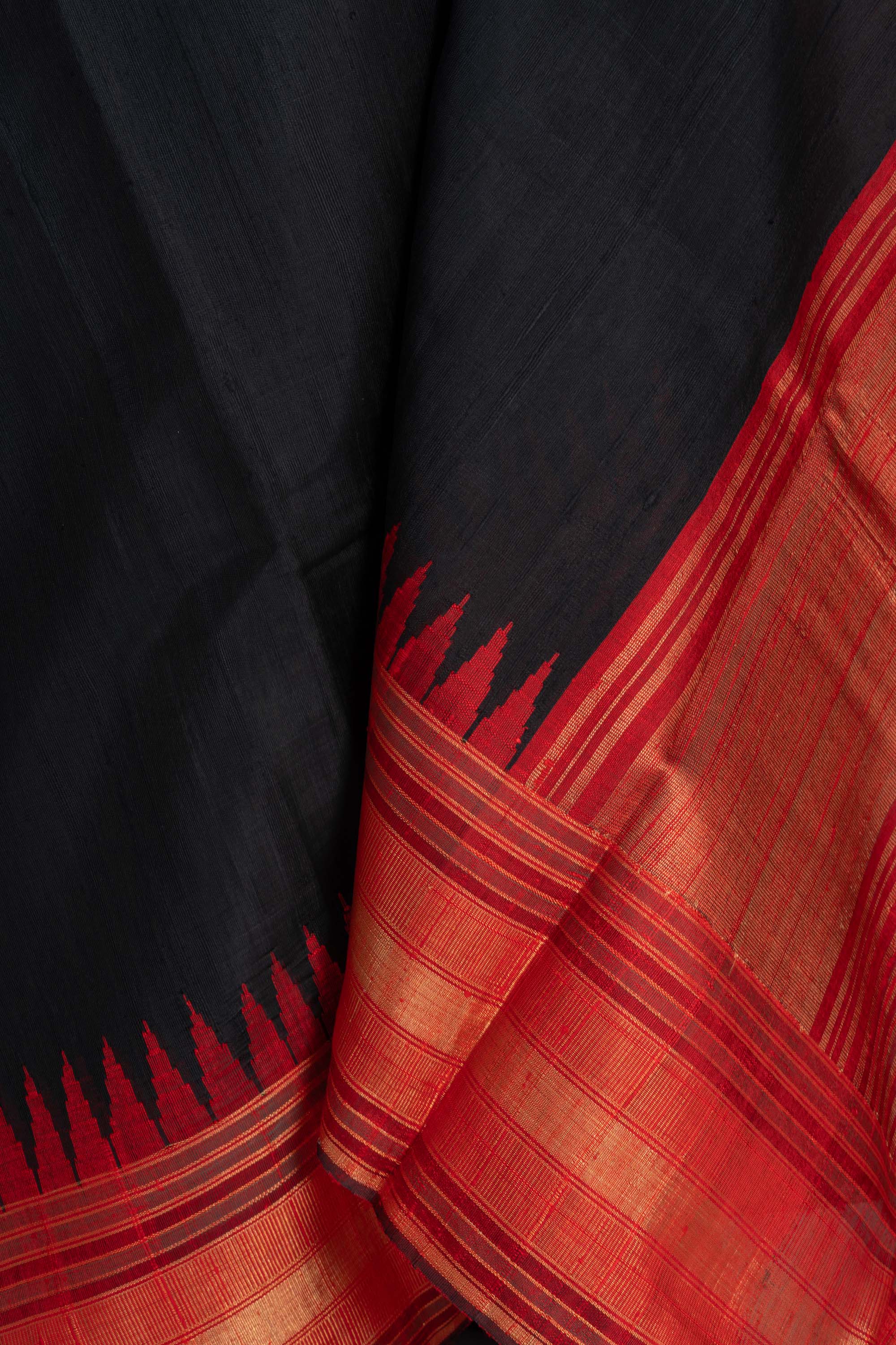 Carbon Black Chhattisgarh Raw Silk Saree