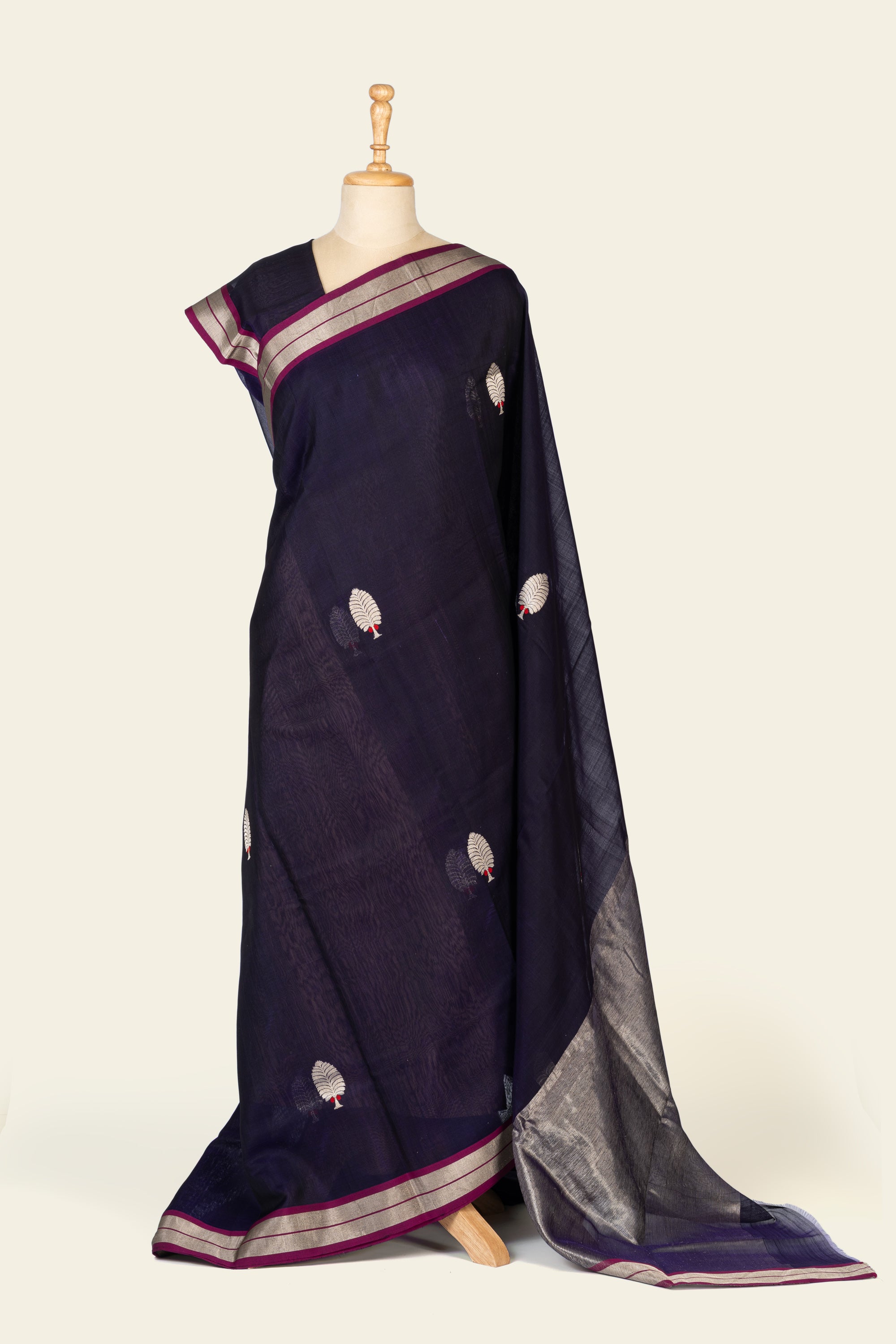 Dark Purple Chanderi Silk Cotton Saree