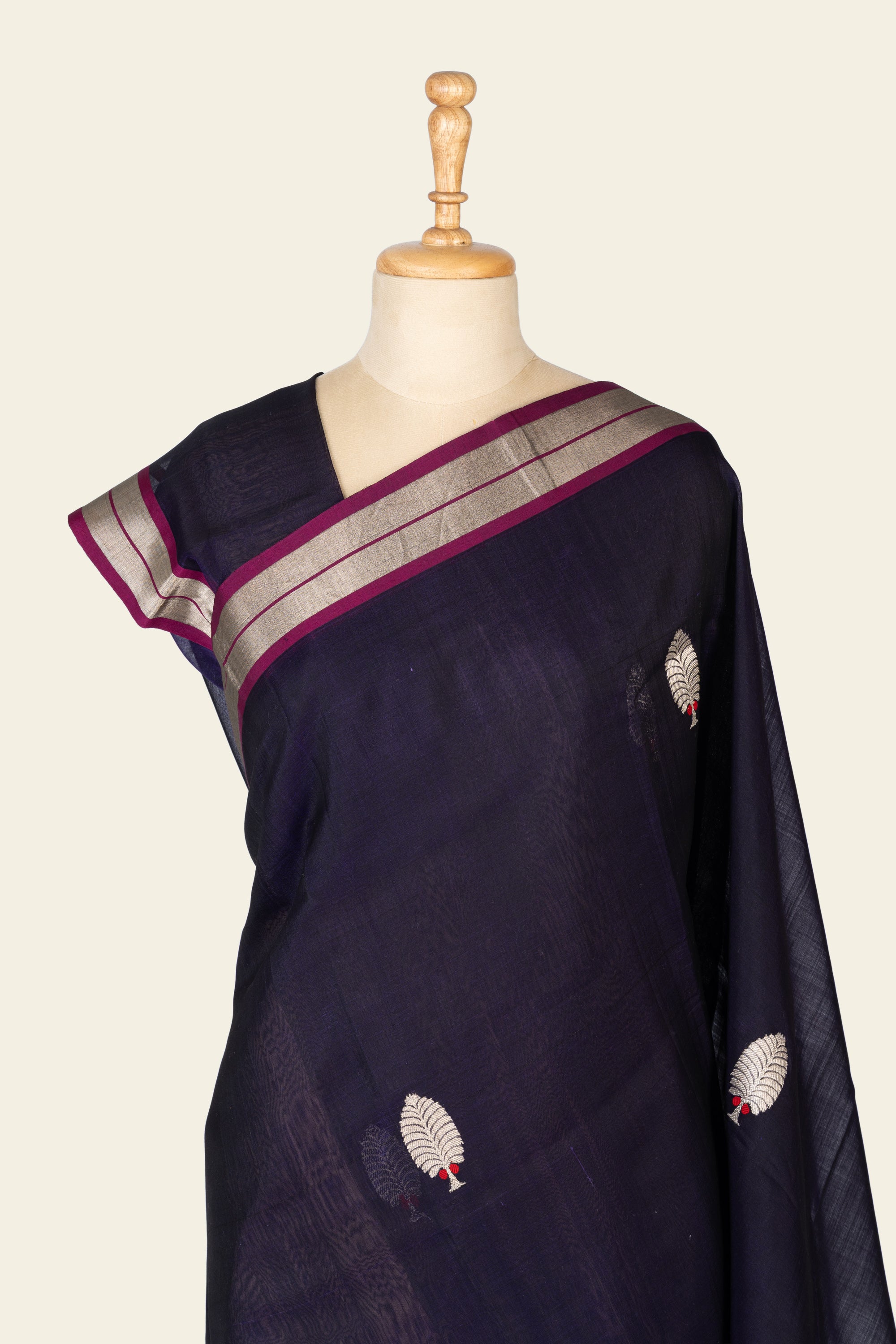 Dark Purple Chanderi Silk Cotton Saree