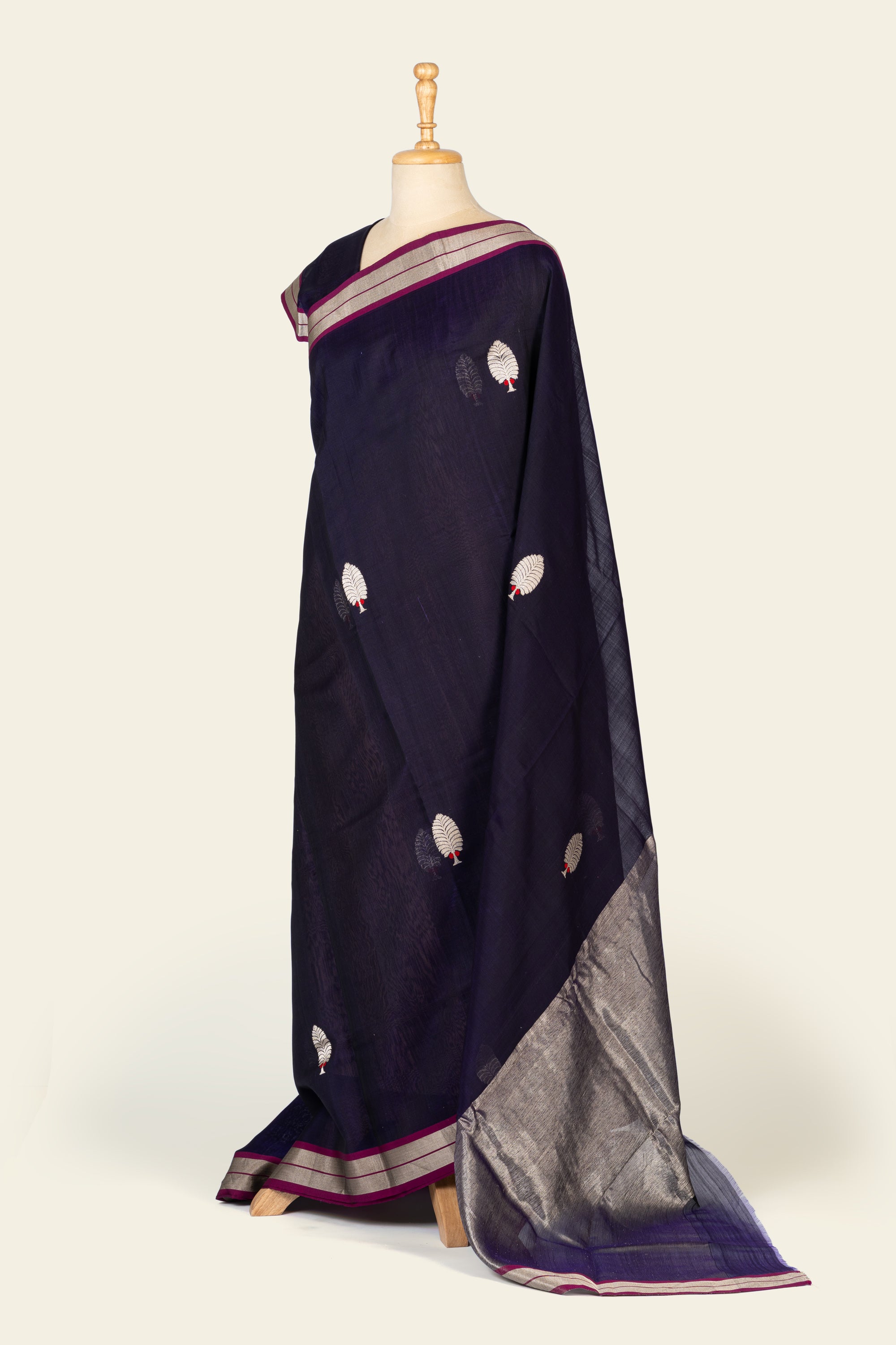 Dark Purple Chanderi Silk Cotton Saree