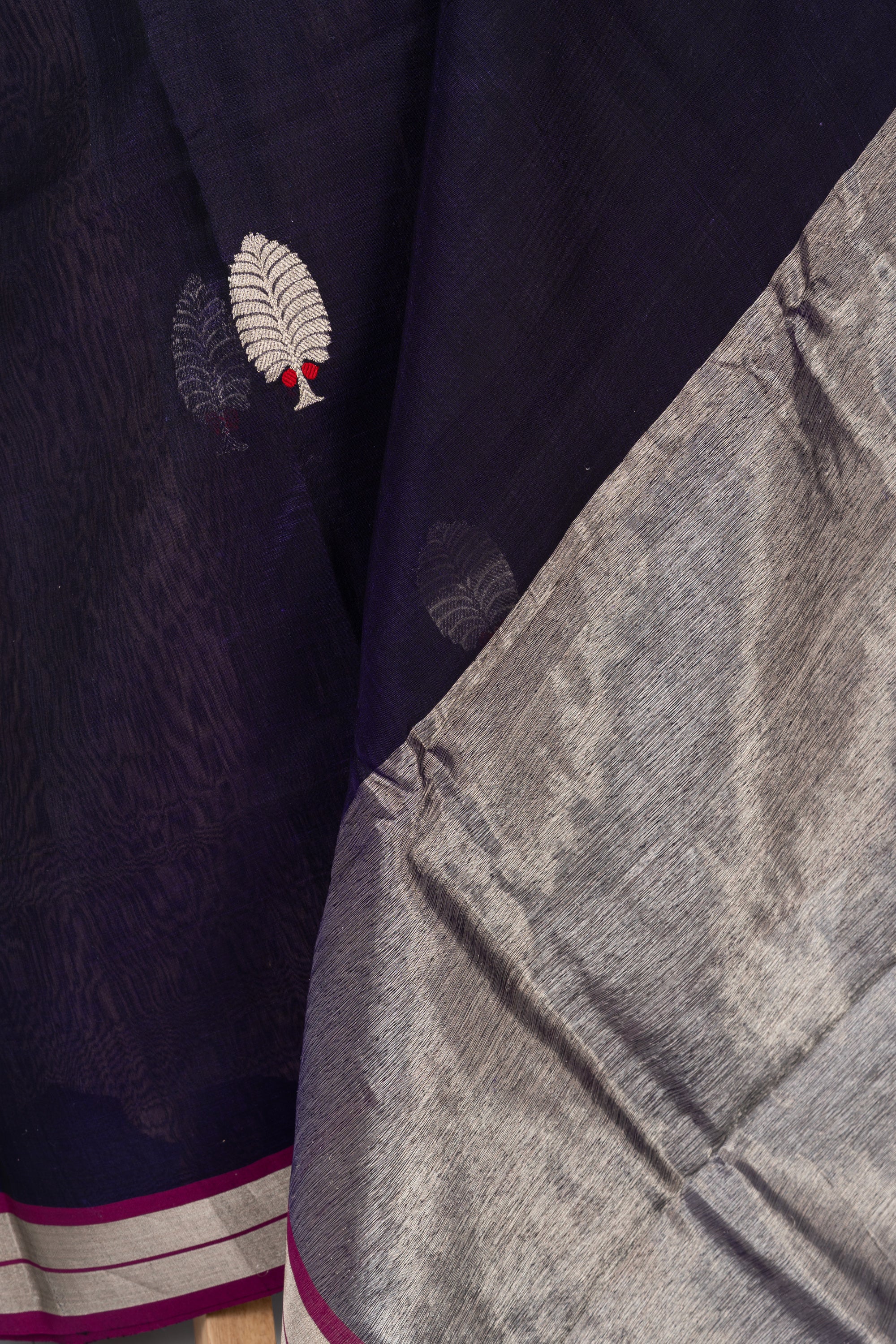 Dark Purple Chanderi Silk Cotton Saree