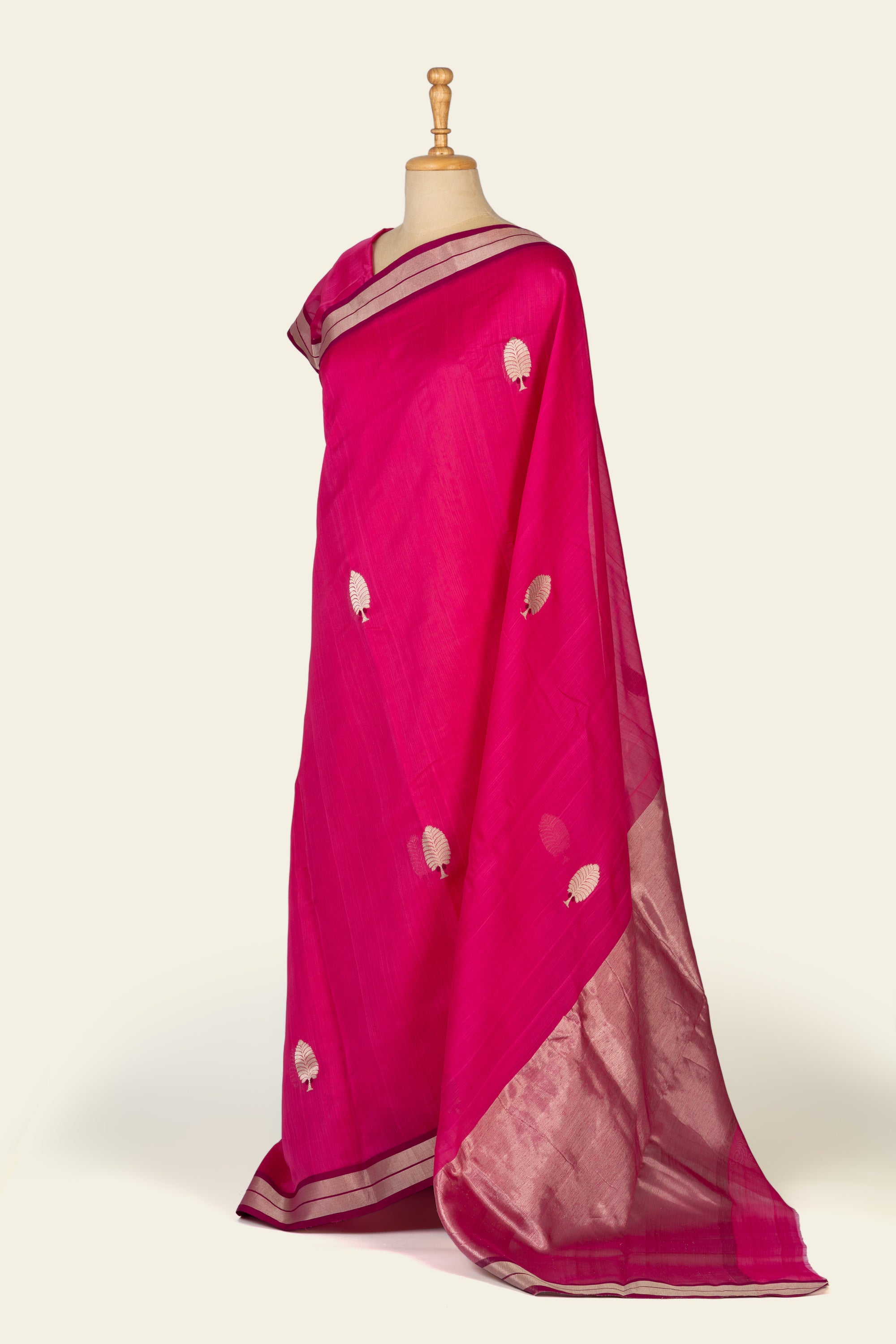 Rosy Pink Chanderi Silk Cotton Saree