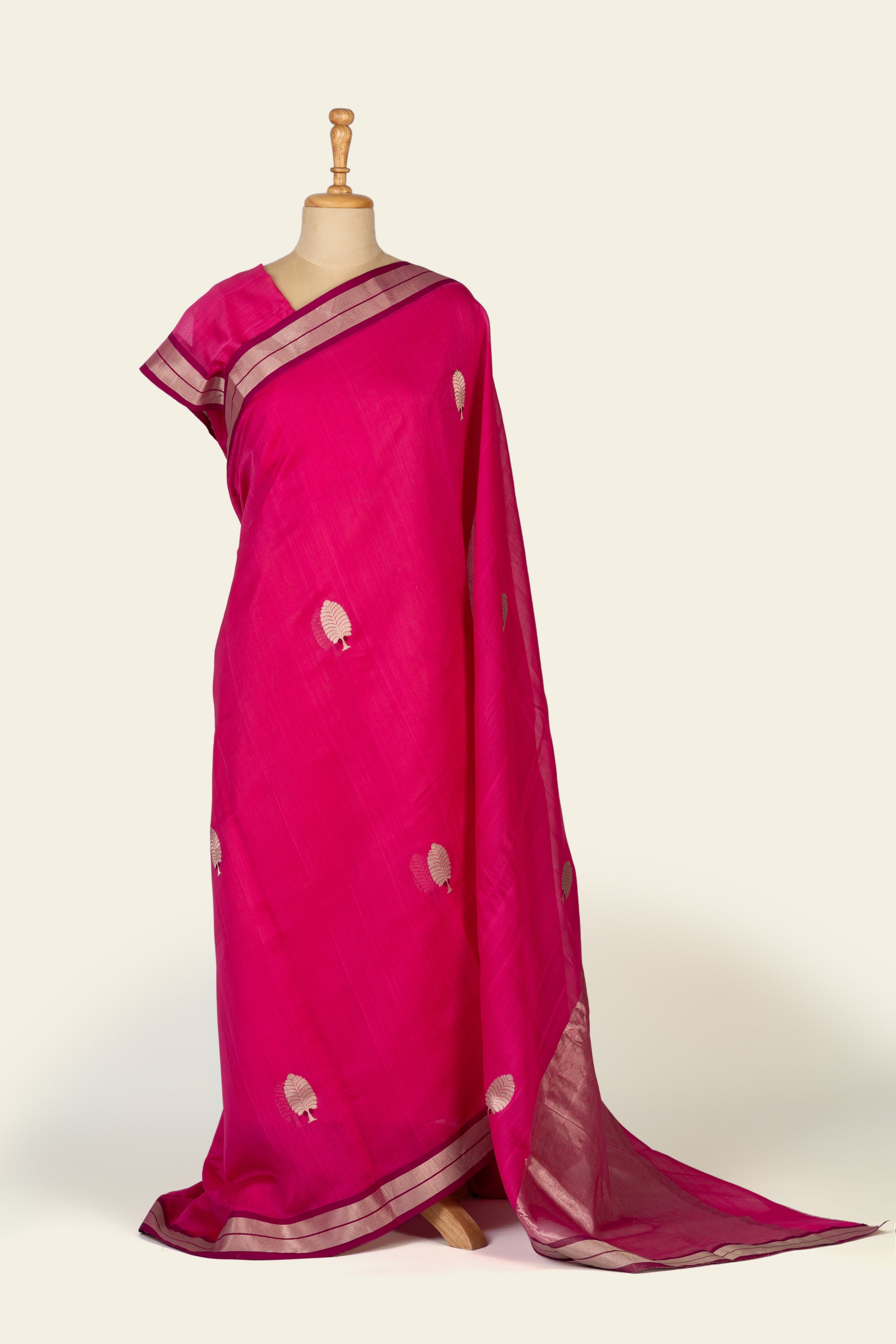 Rosy Pink Chanderi Silk Cotton Saree