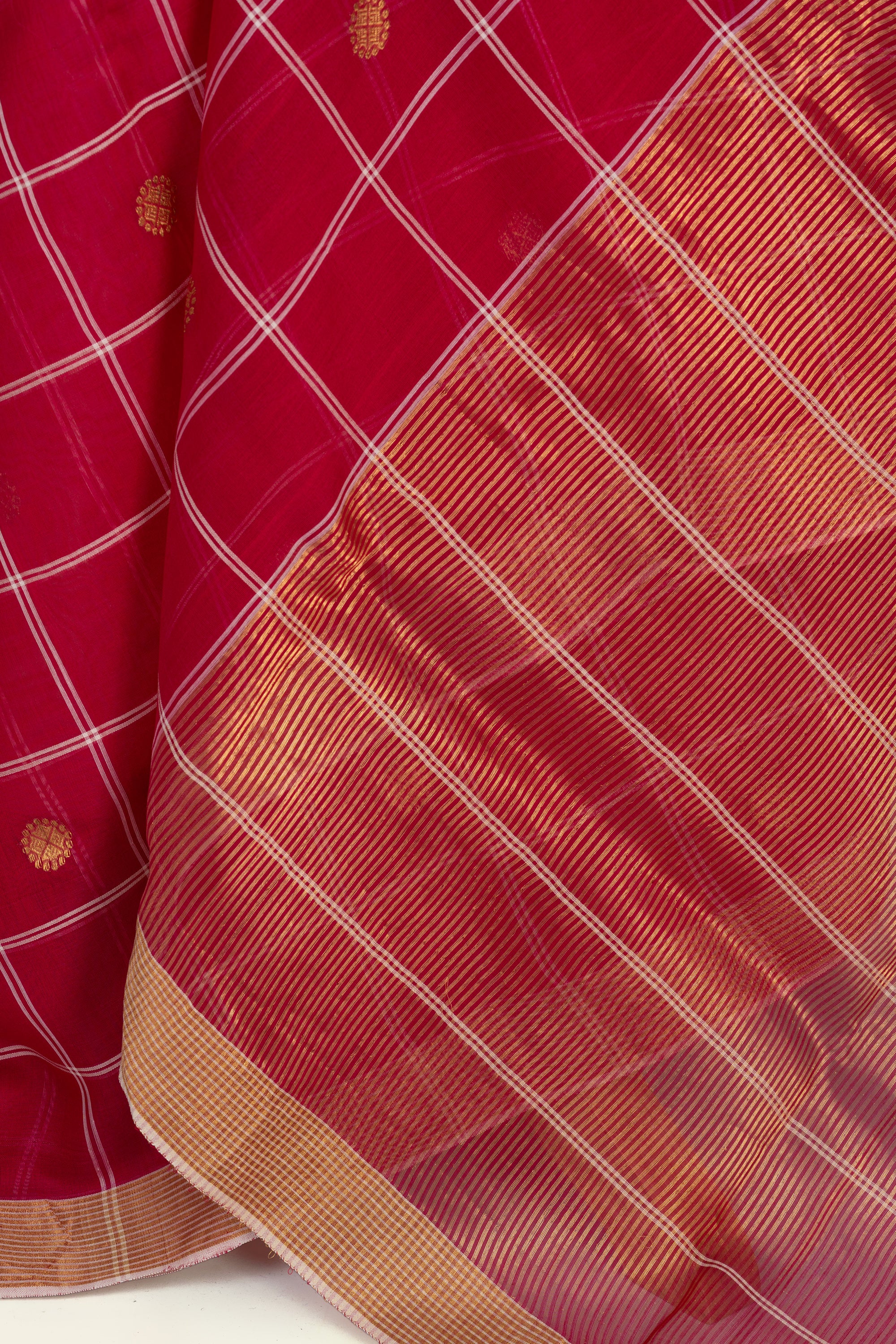Blossom Pink Check Chanderi Silk Cotton Saree