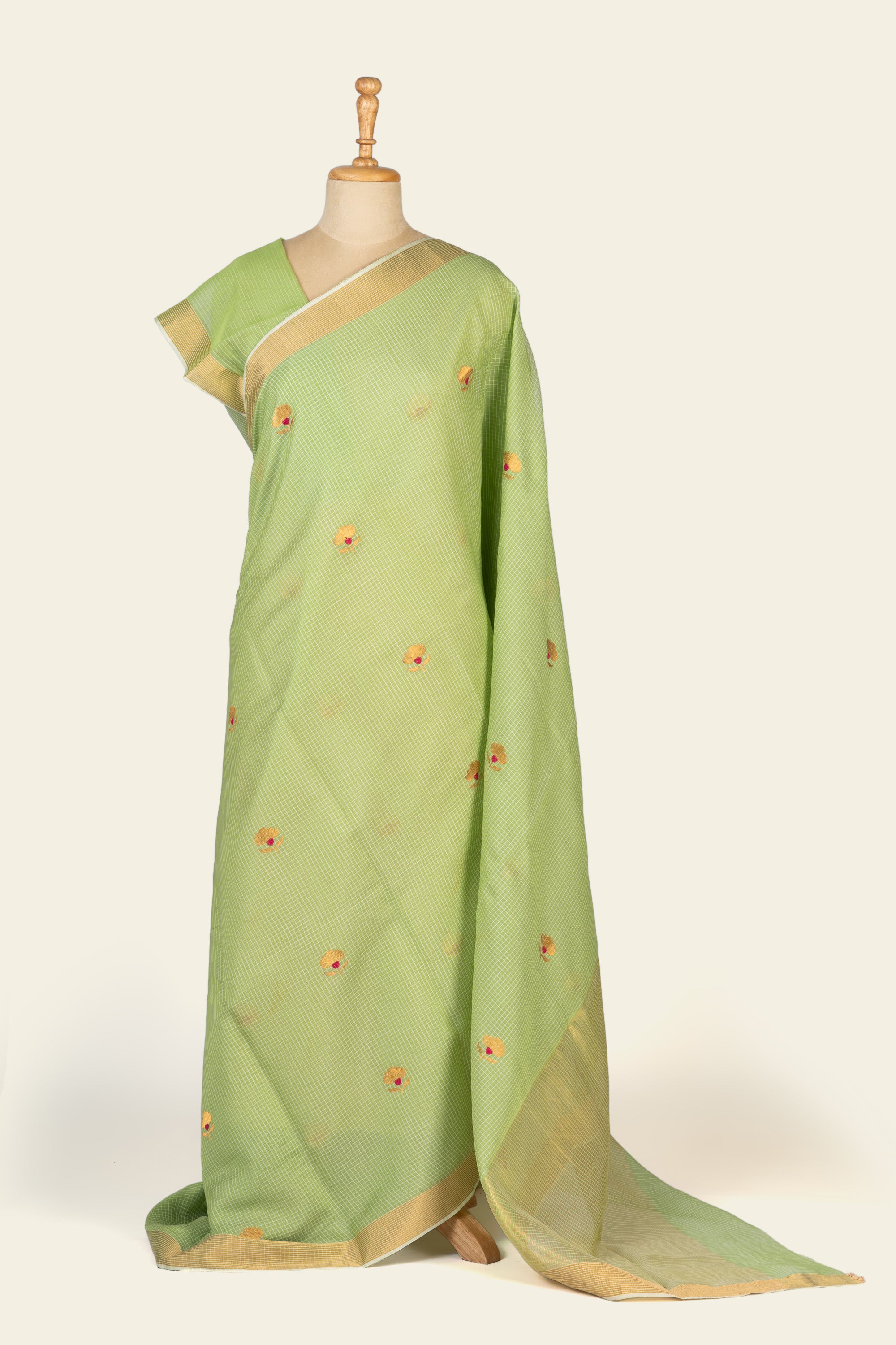 Meadow Green Chanderi Silk Cotton Saree