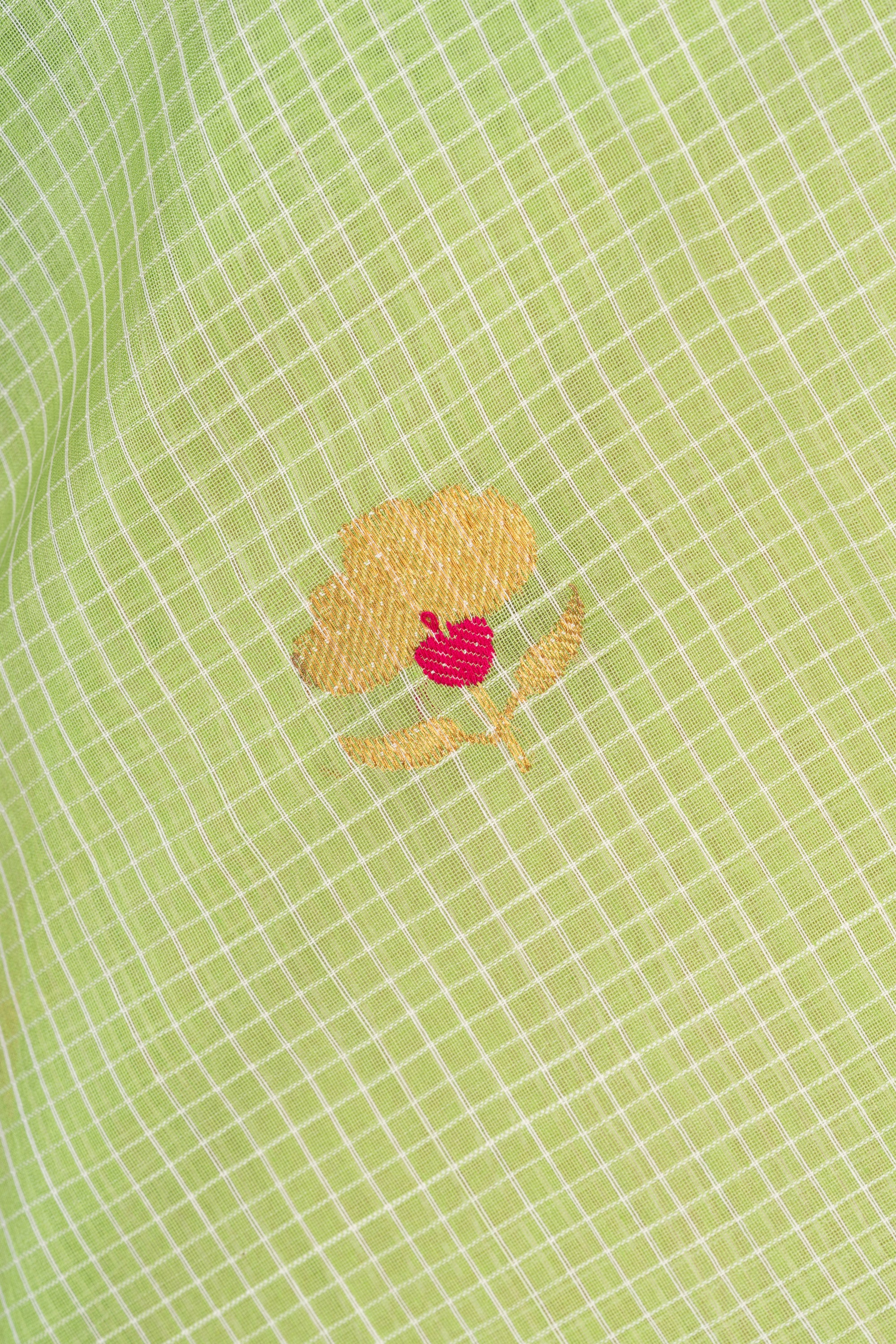 Meadow Green Chanderi Silk Cotton Saree