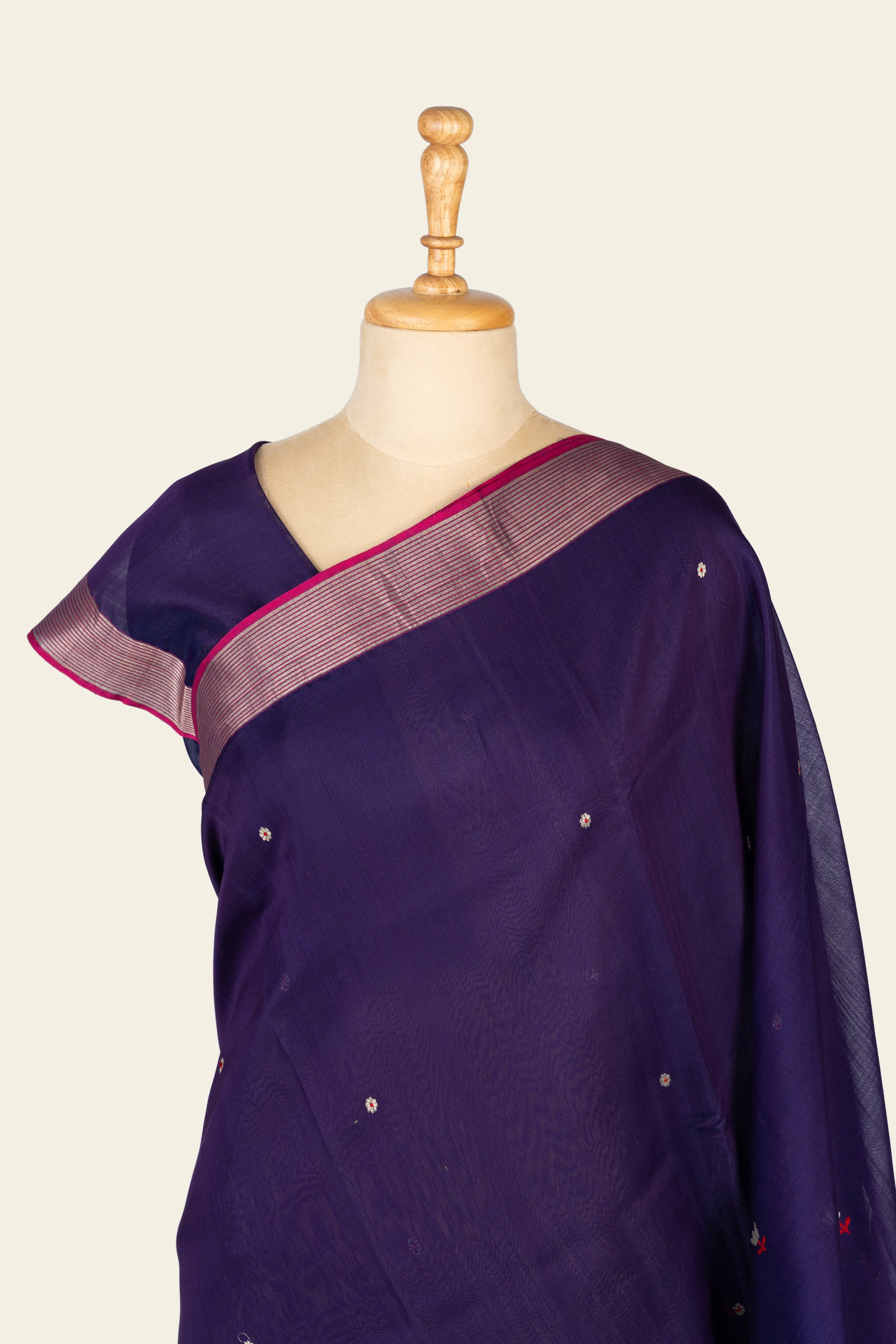 Dark Blue Chanderi Silk Cotton Saree