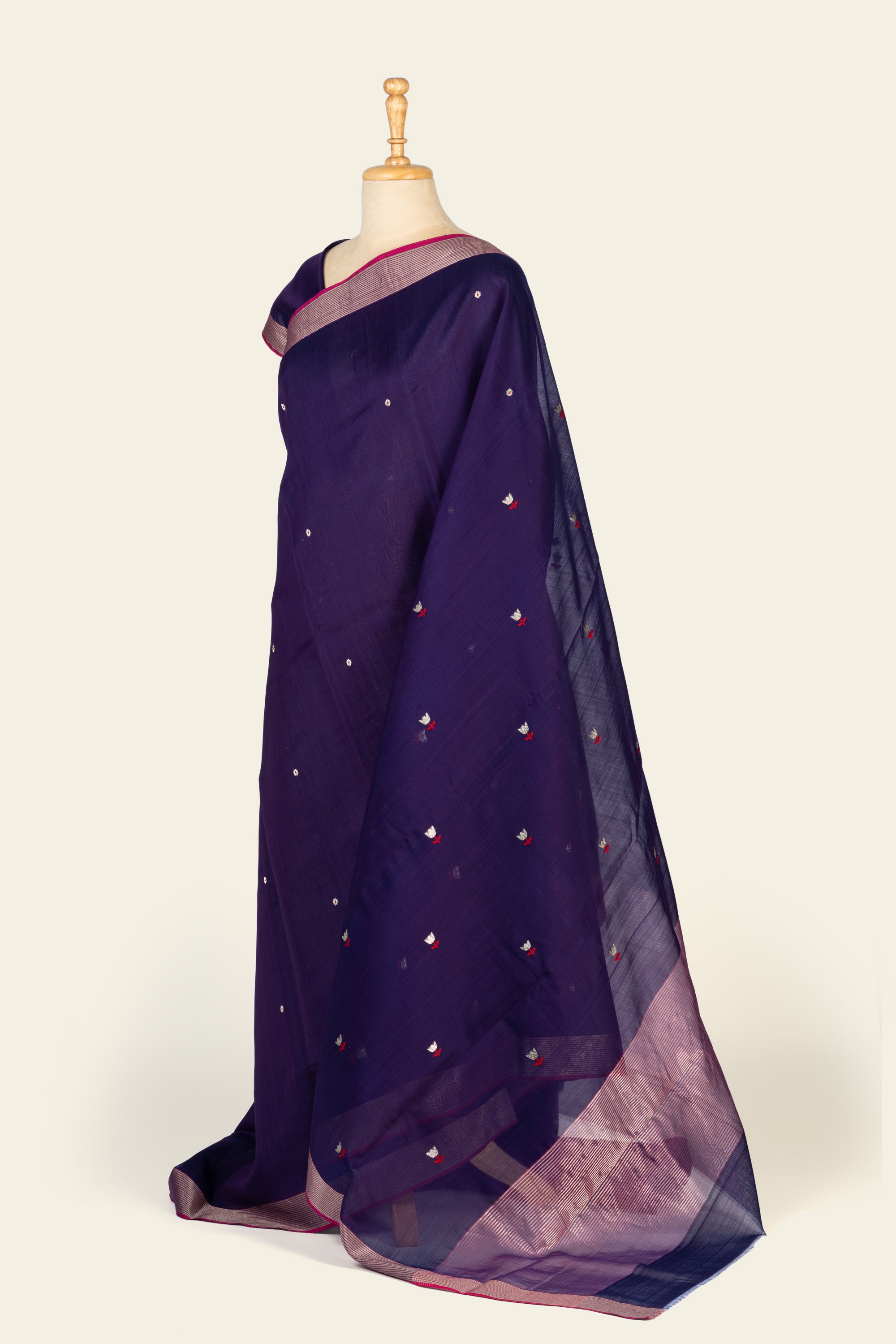 Dark Blue Chanderi Silk Cotton Saree