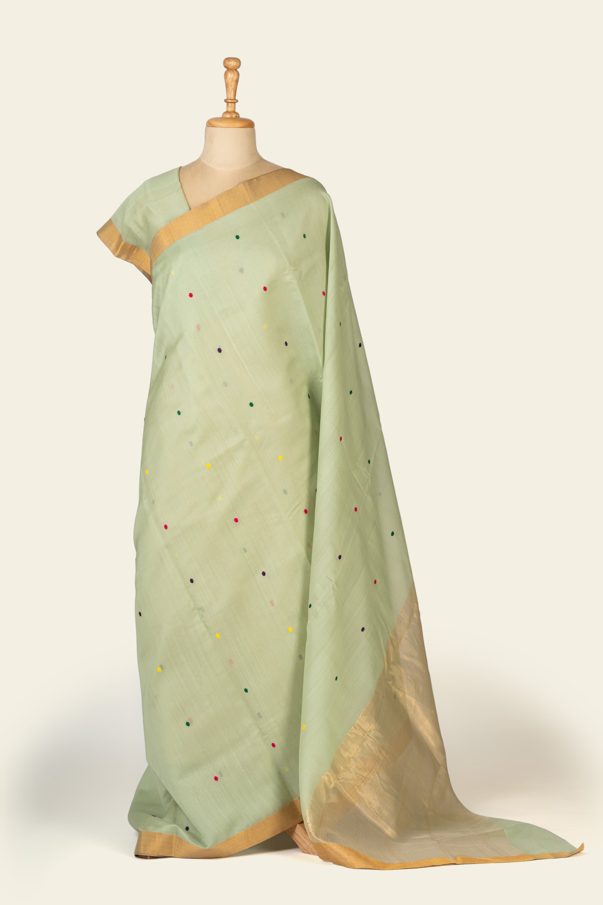 Pista Chanderi Silk Cotton Saree