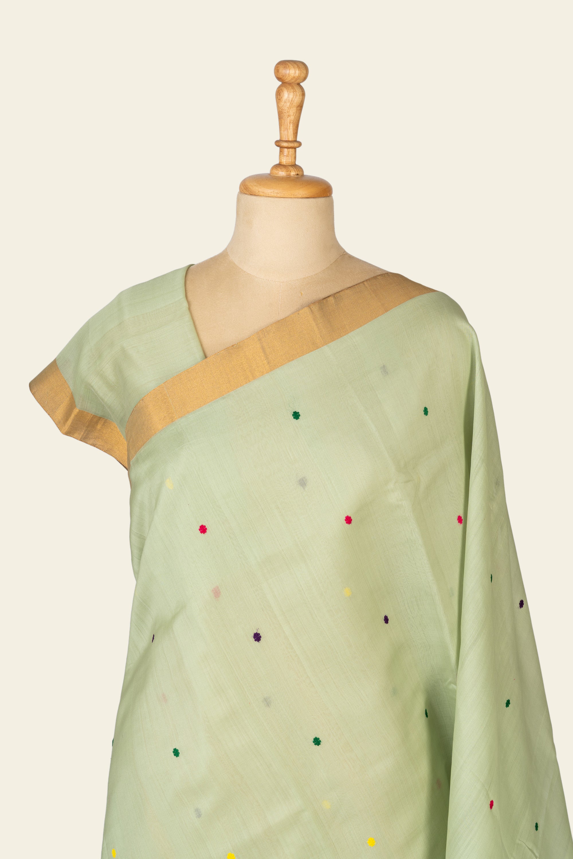 Pista Chanderi Silk Cotton Saree