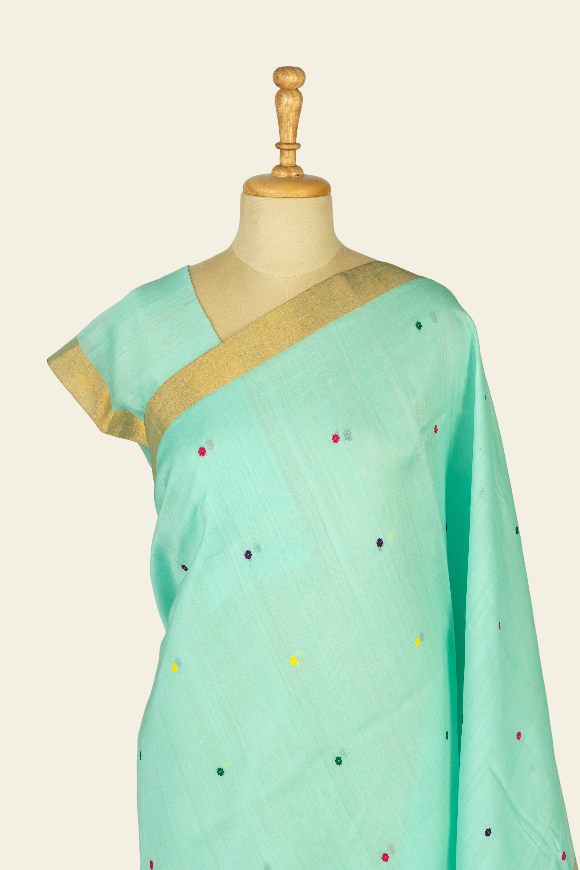 Sea Blue Chanderi Silk Cotton Saree