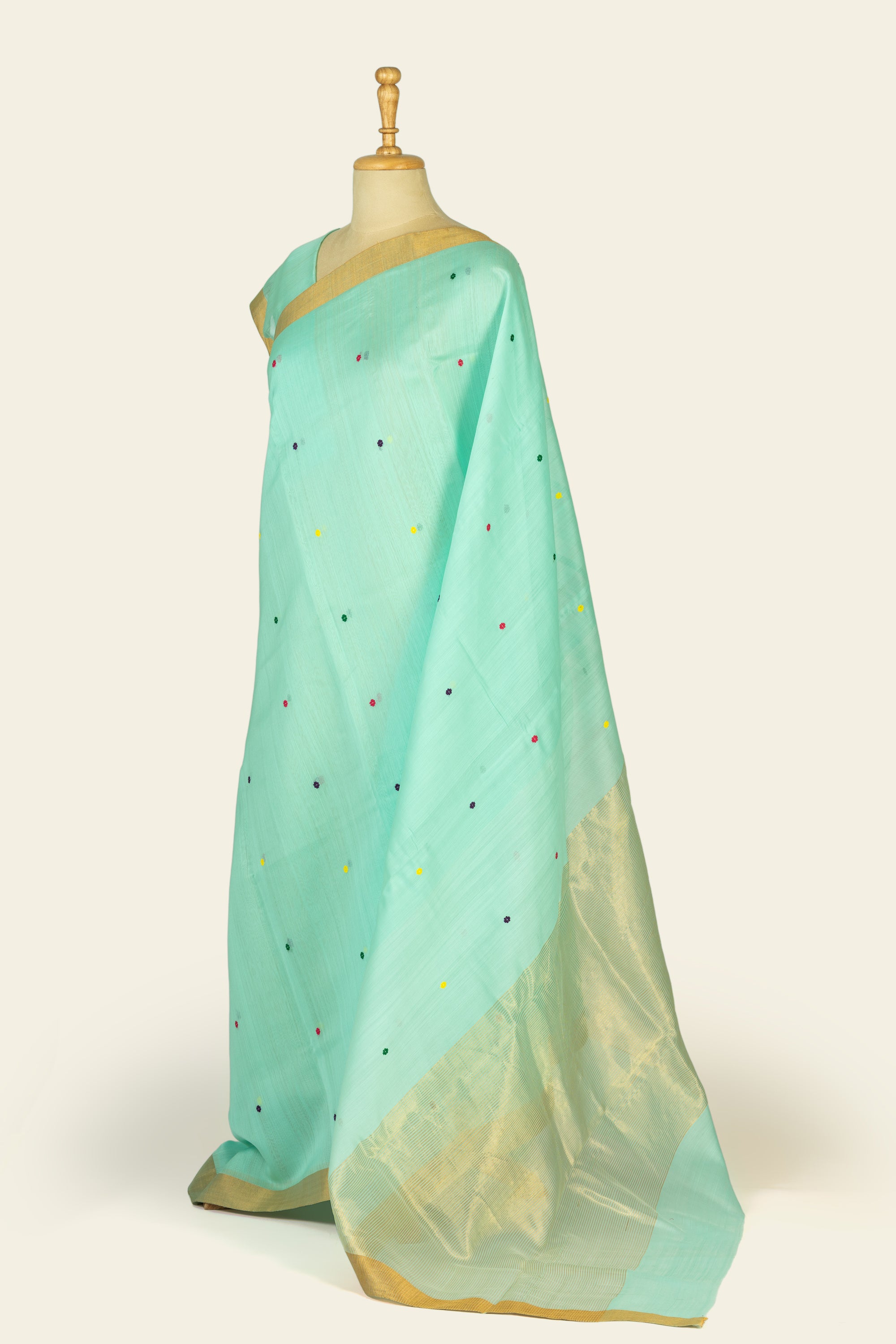 Sea Blue Chanderi Silk Cotton Saree