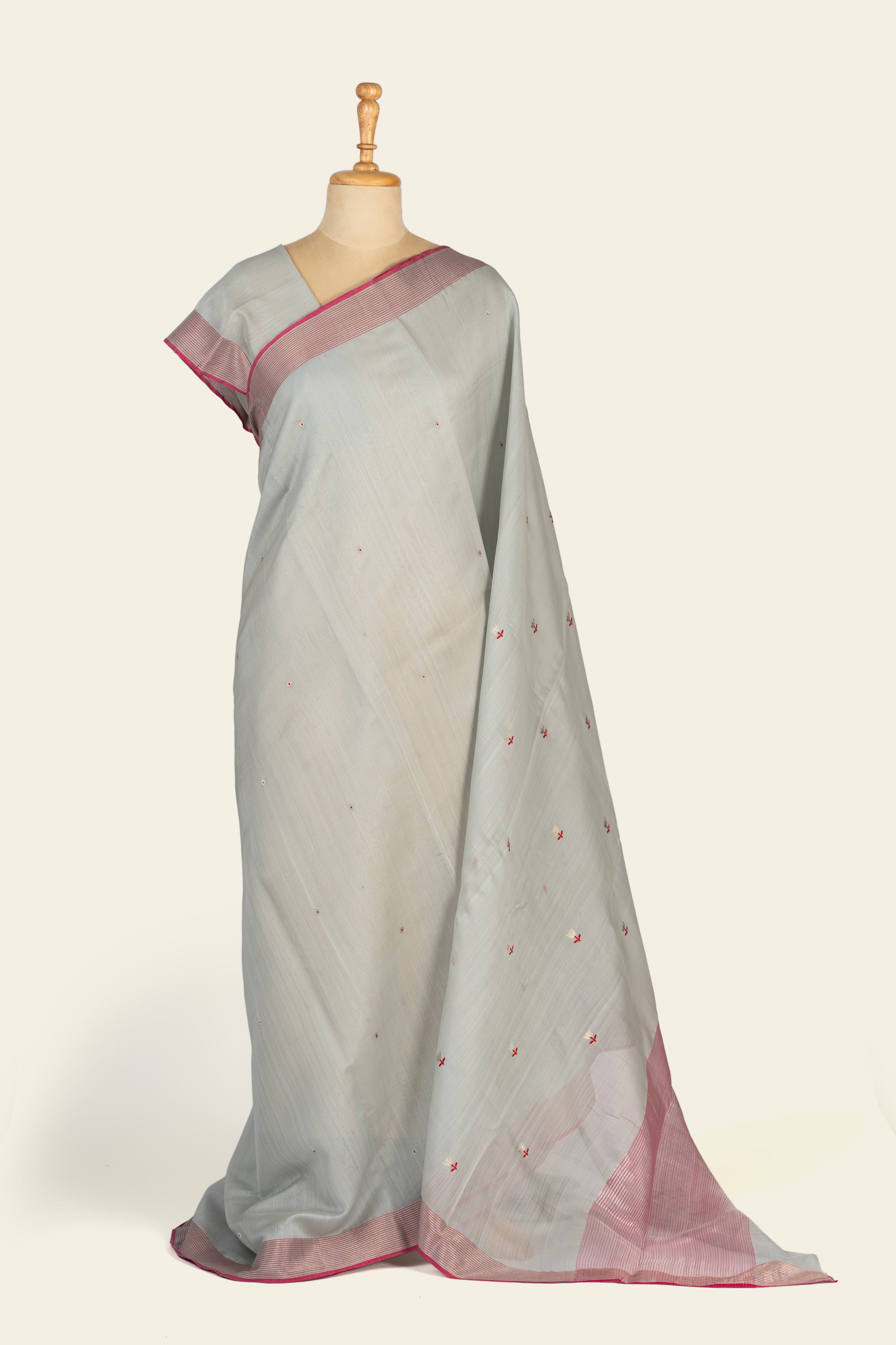 Light Grey  Chanderi Silk Cotton Saree
