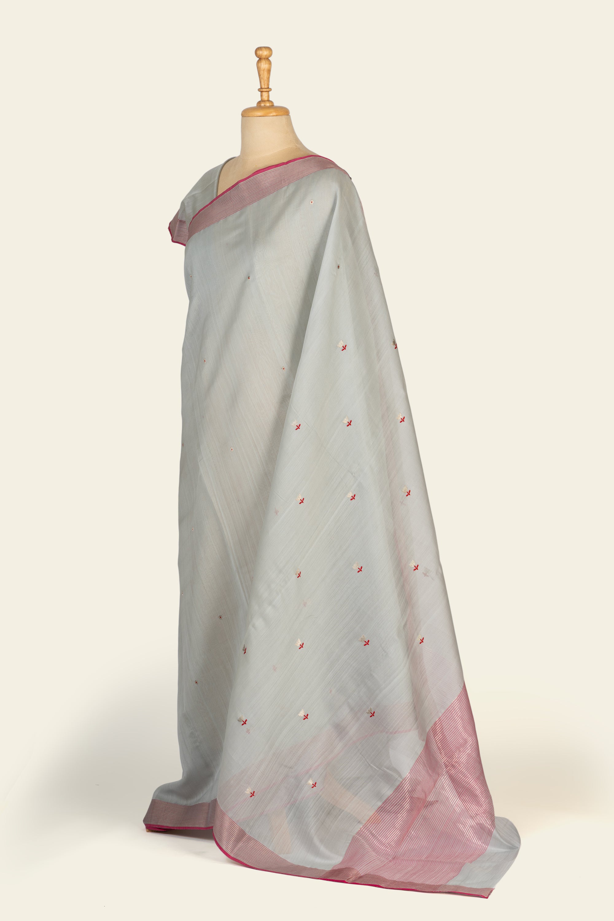 Light Grey  Chanderi Silk Cotton Saree