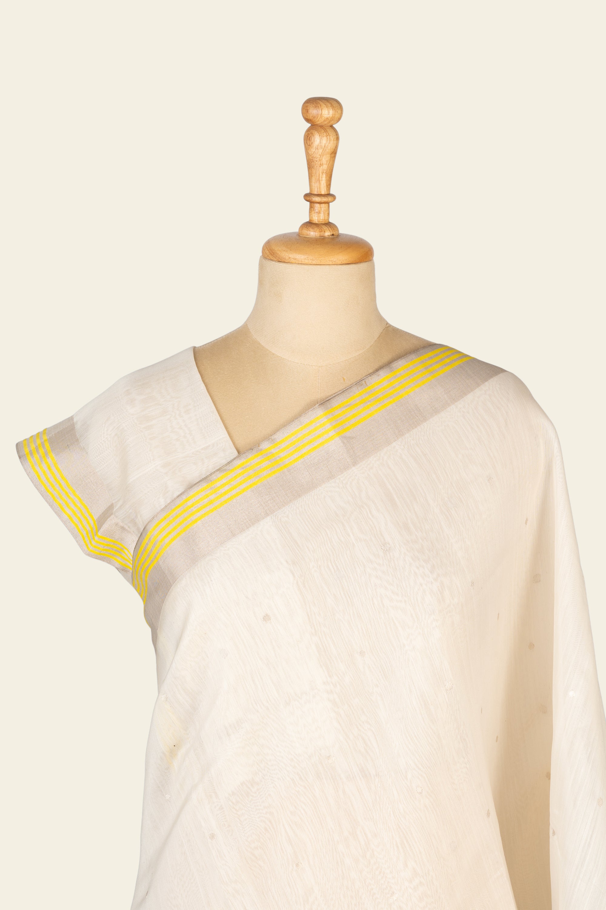 Pearl White Chanderi Silk Cotton Saree