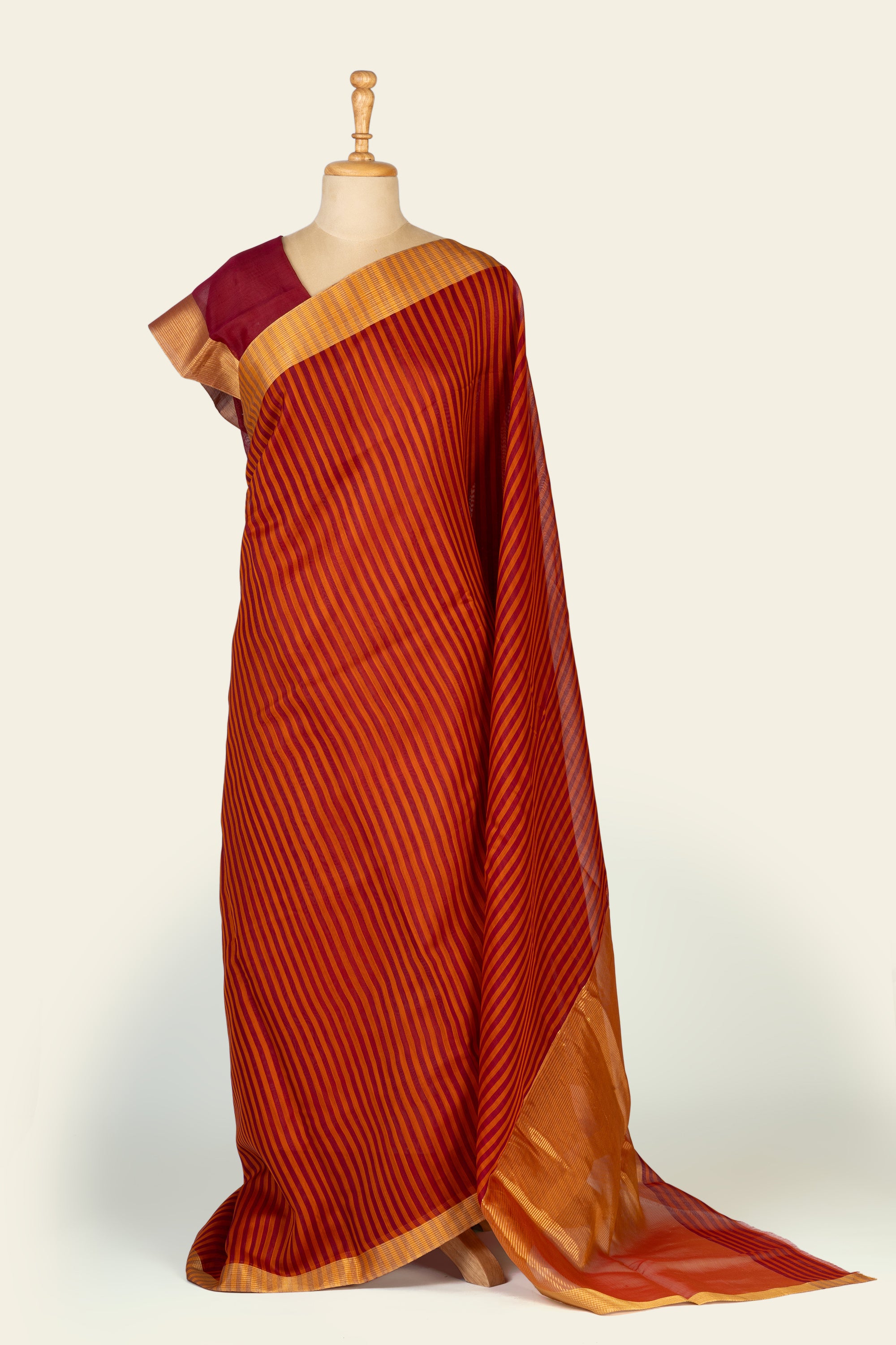 Brick Orange Chanderi Silk Saree