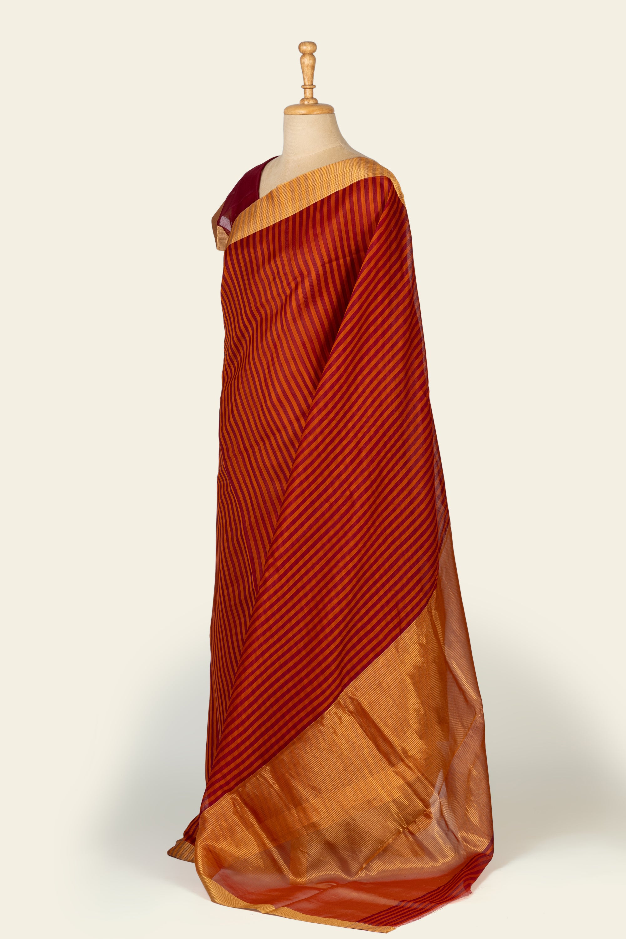 Brick Orange Chanderi Silk Saree
