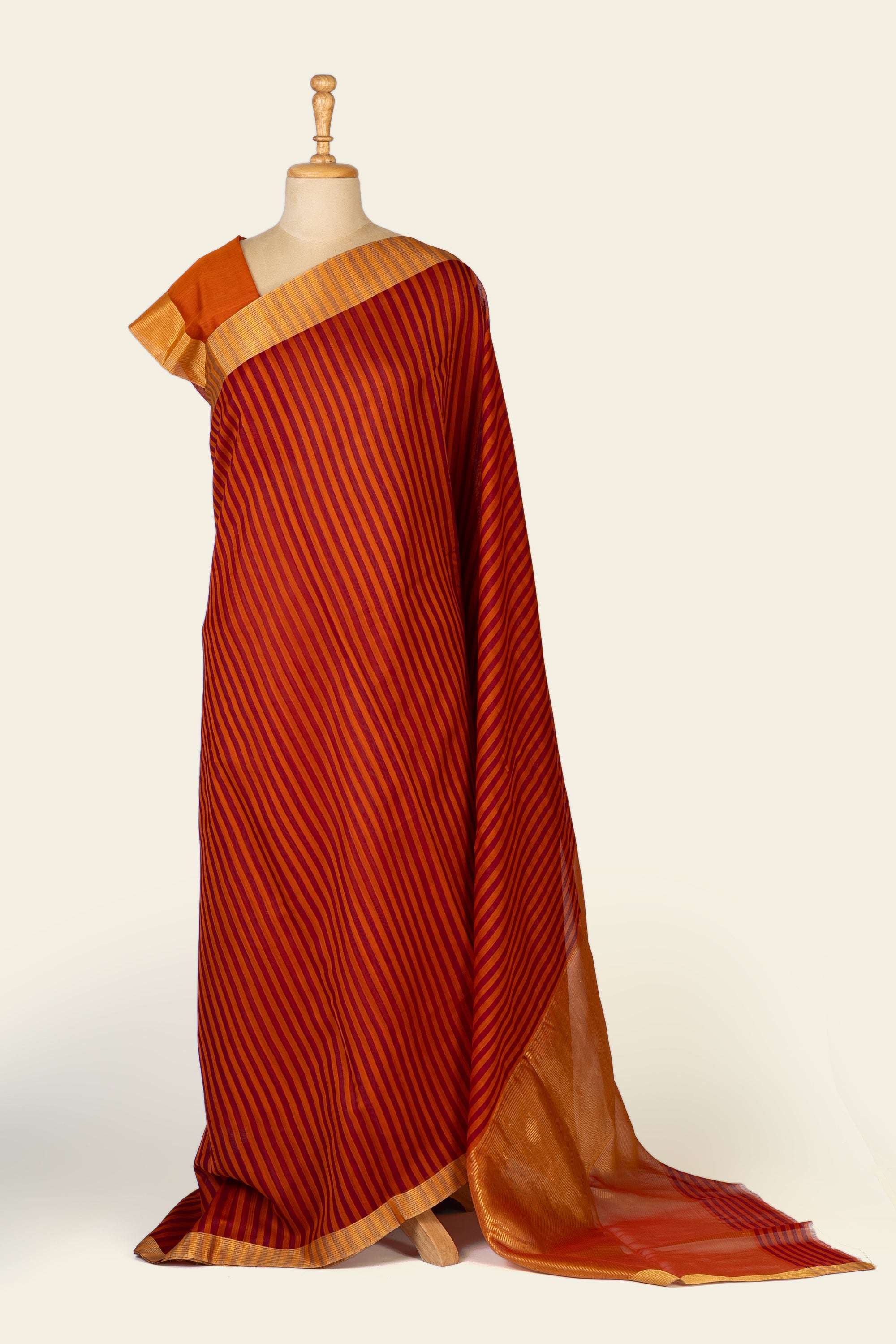 Rust Orange Chanderi Silk Saree