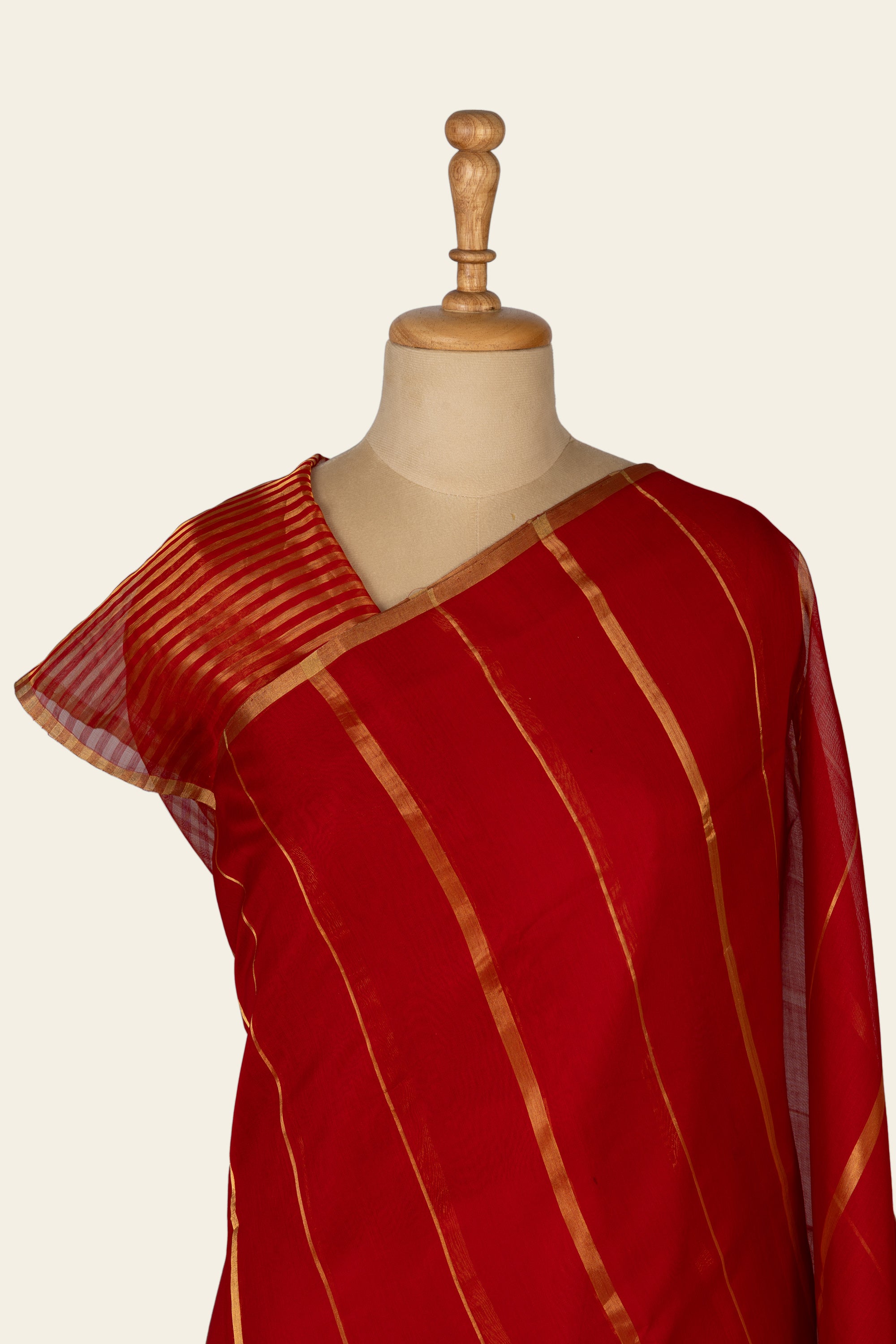 Sindoor Red Stripe Chanderi Silk Cotton Saree