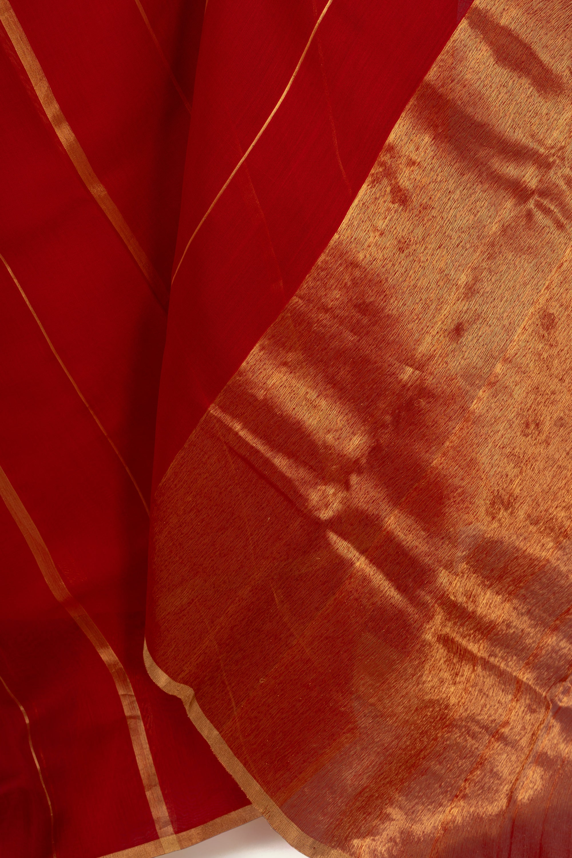 Sindoor Red Stripe Chanderi Silk Cotton Saree