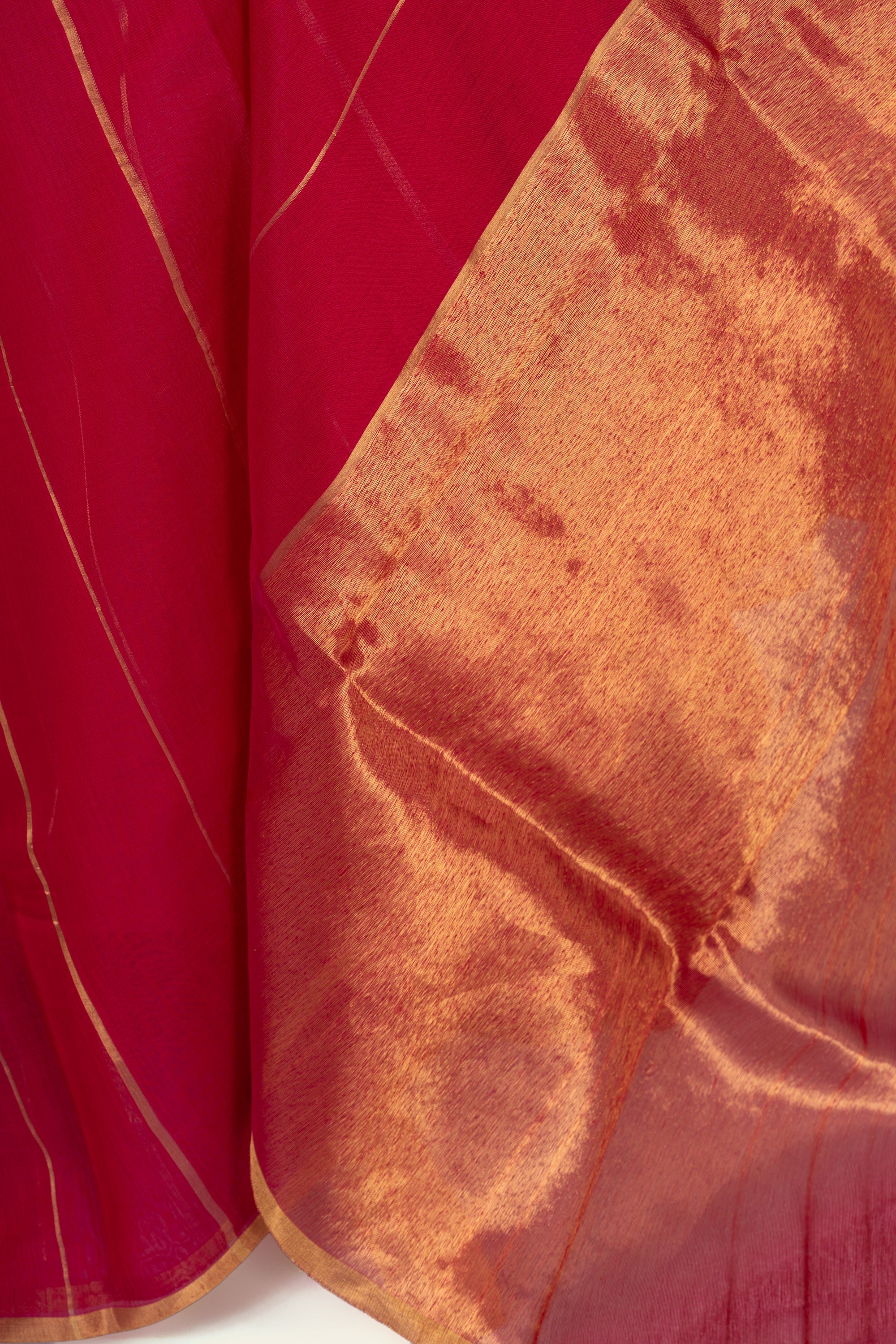 Fuchsia Pink Stripe Chanderi Silk Cotton Saree