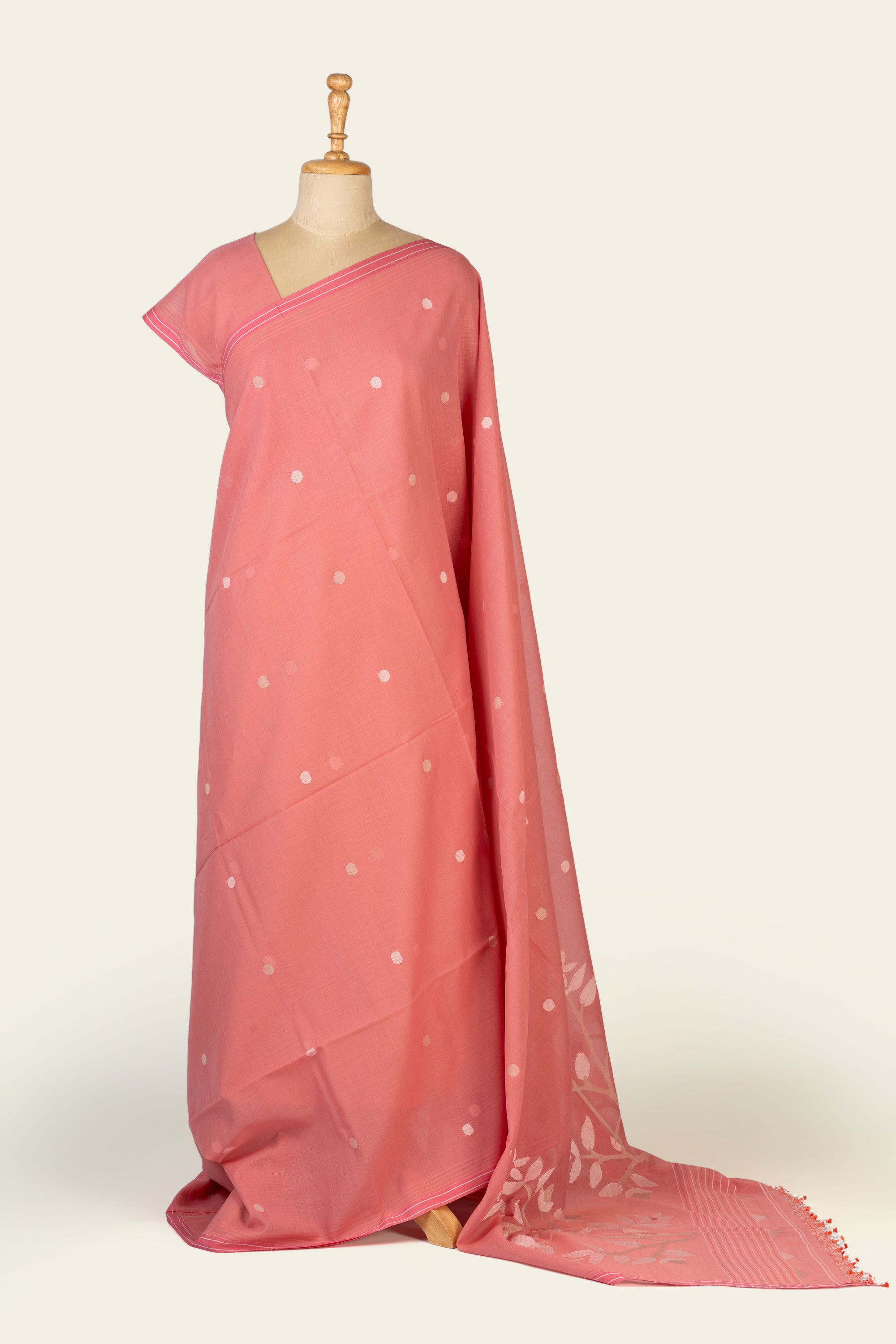 Whisper Pink Bengal Jamdani Cotton Saree