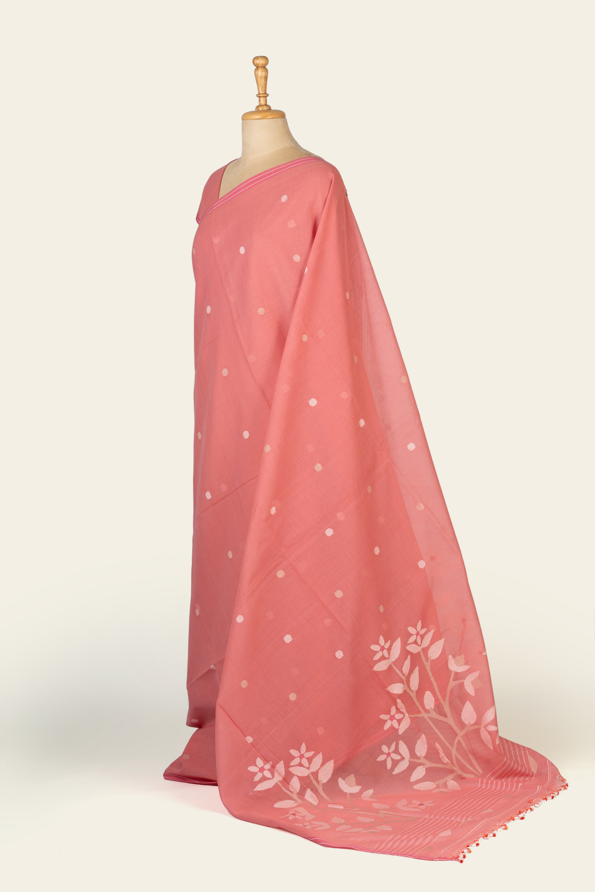 Whisper Pink Bengal Jamdani Cotton Saree