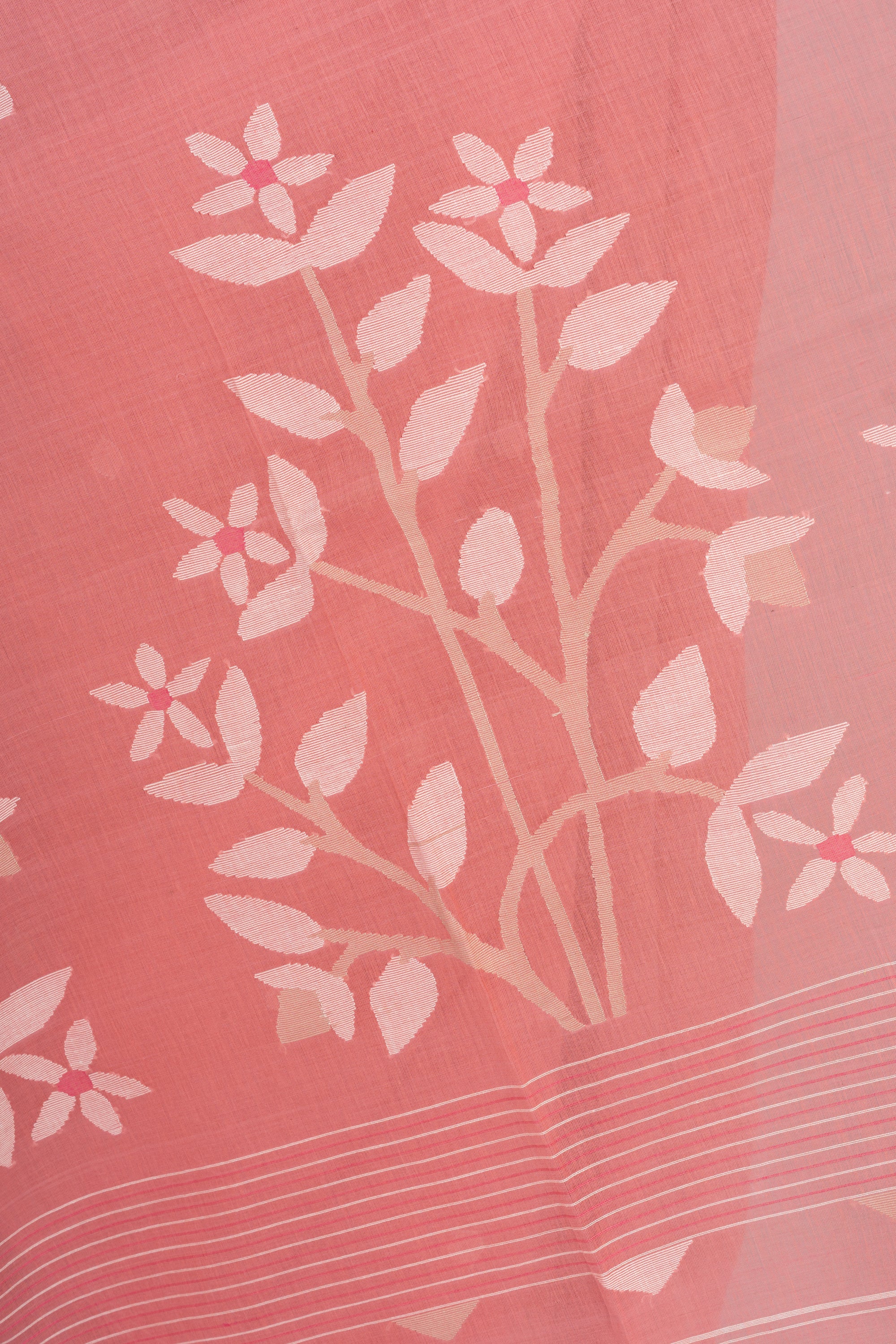 Whisper Pink Bengal Jamdani Cotton Saree
