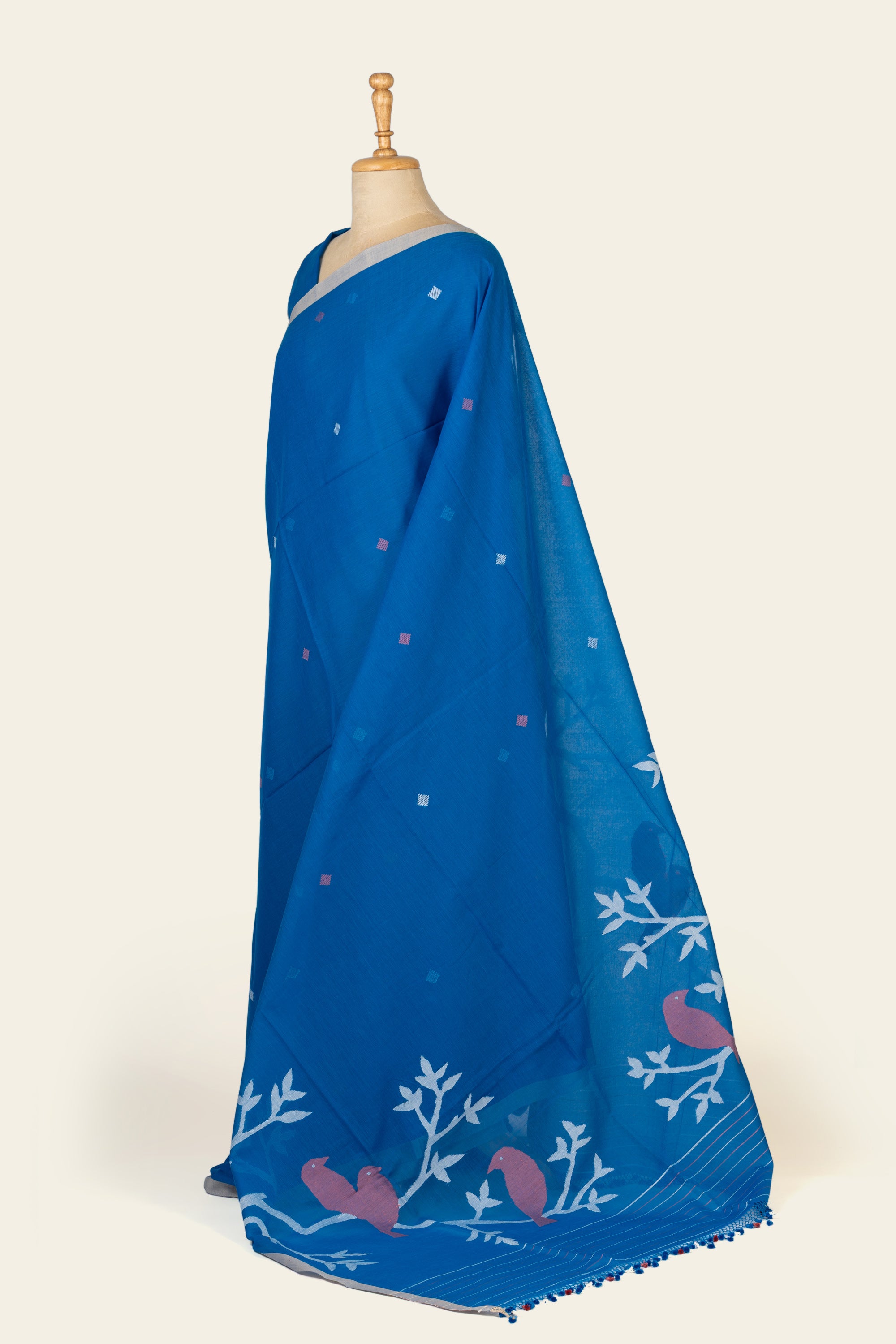 Royal Blue Bengal Jamdani Cotton Saree