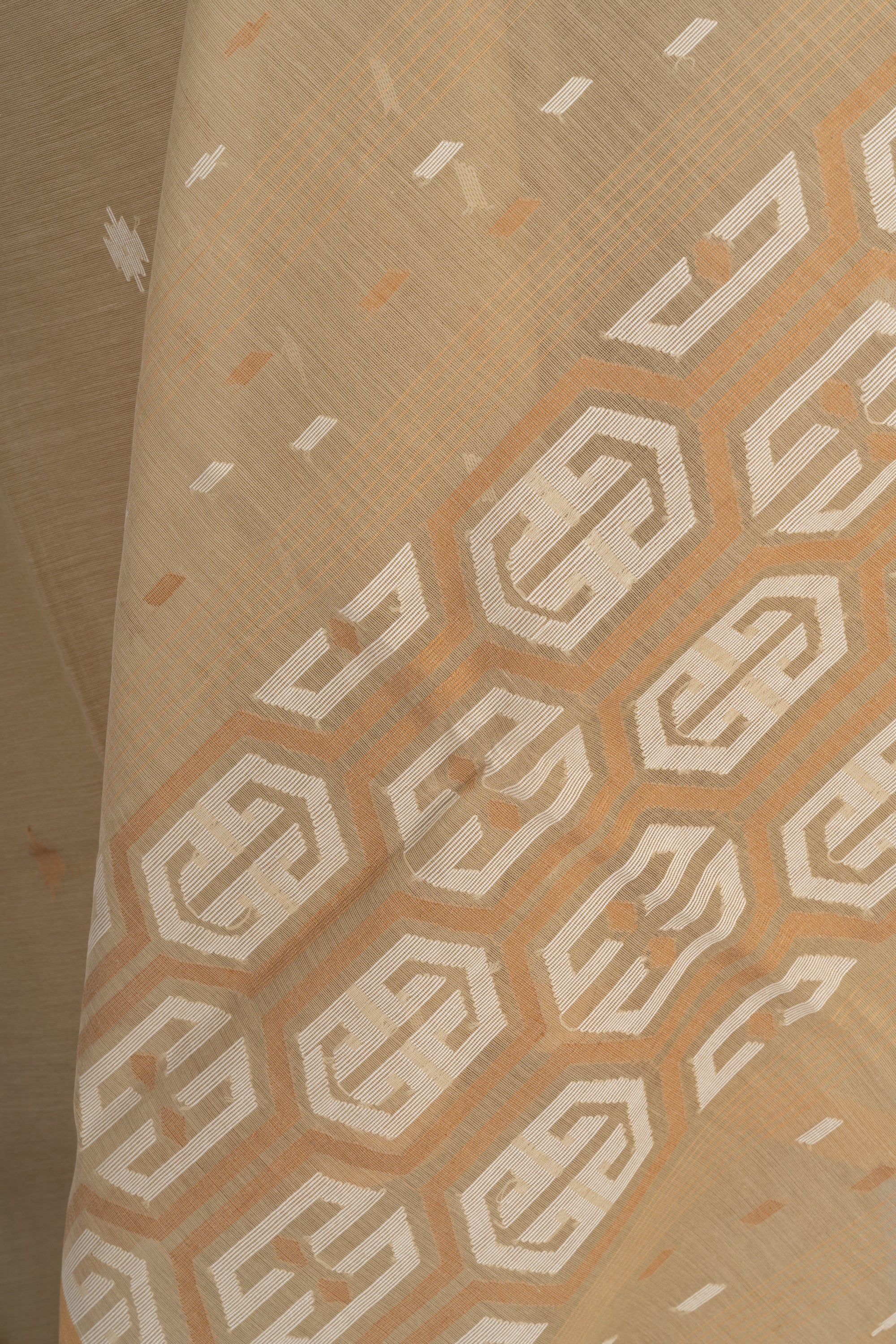 Sand Beige Bengal Jamdani Cotton Saree