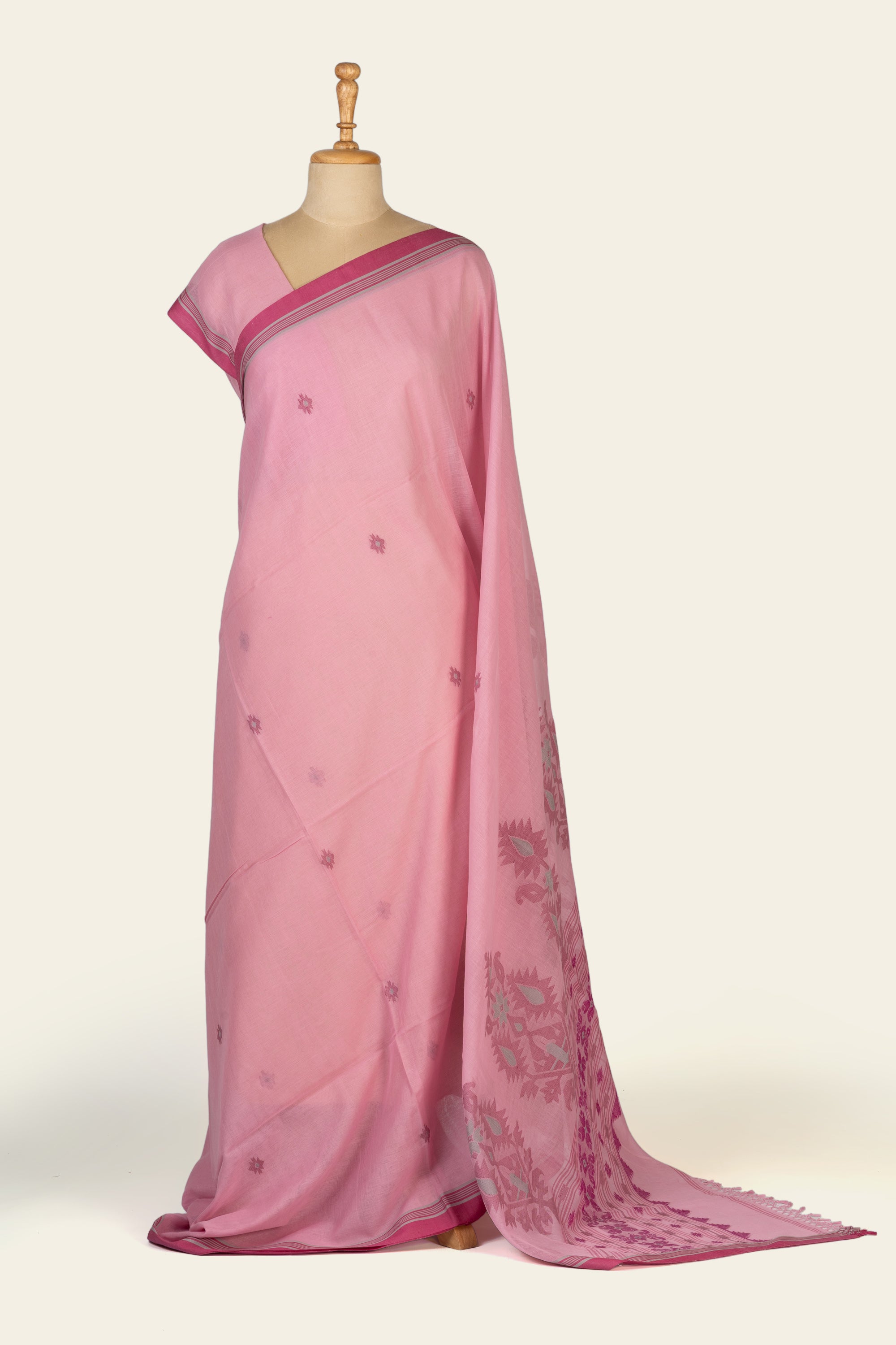 Soft Pink Handwoven  Bengal Cotton Saree