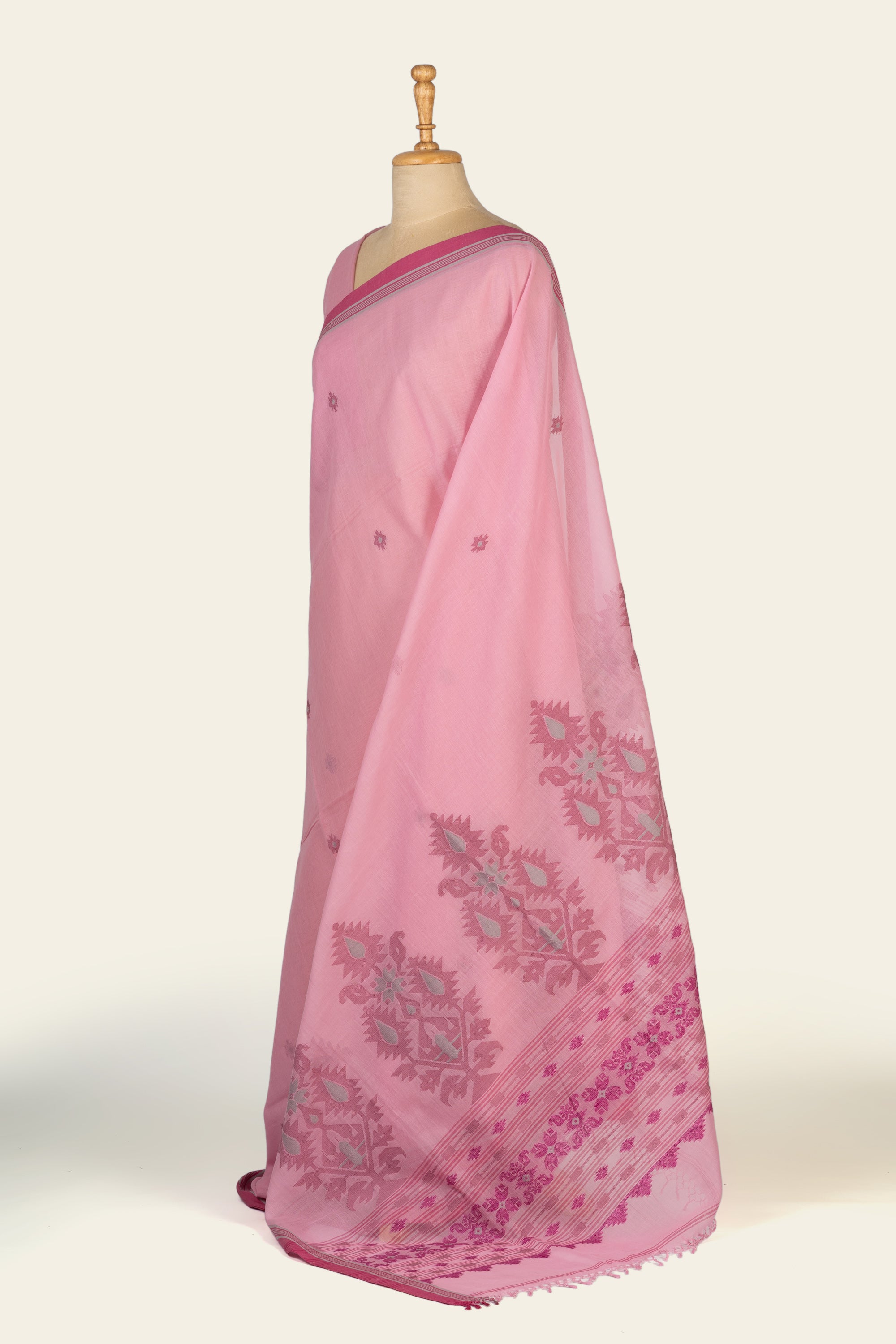 Soft Pink Handwoven  Bengal Cotton Saree