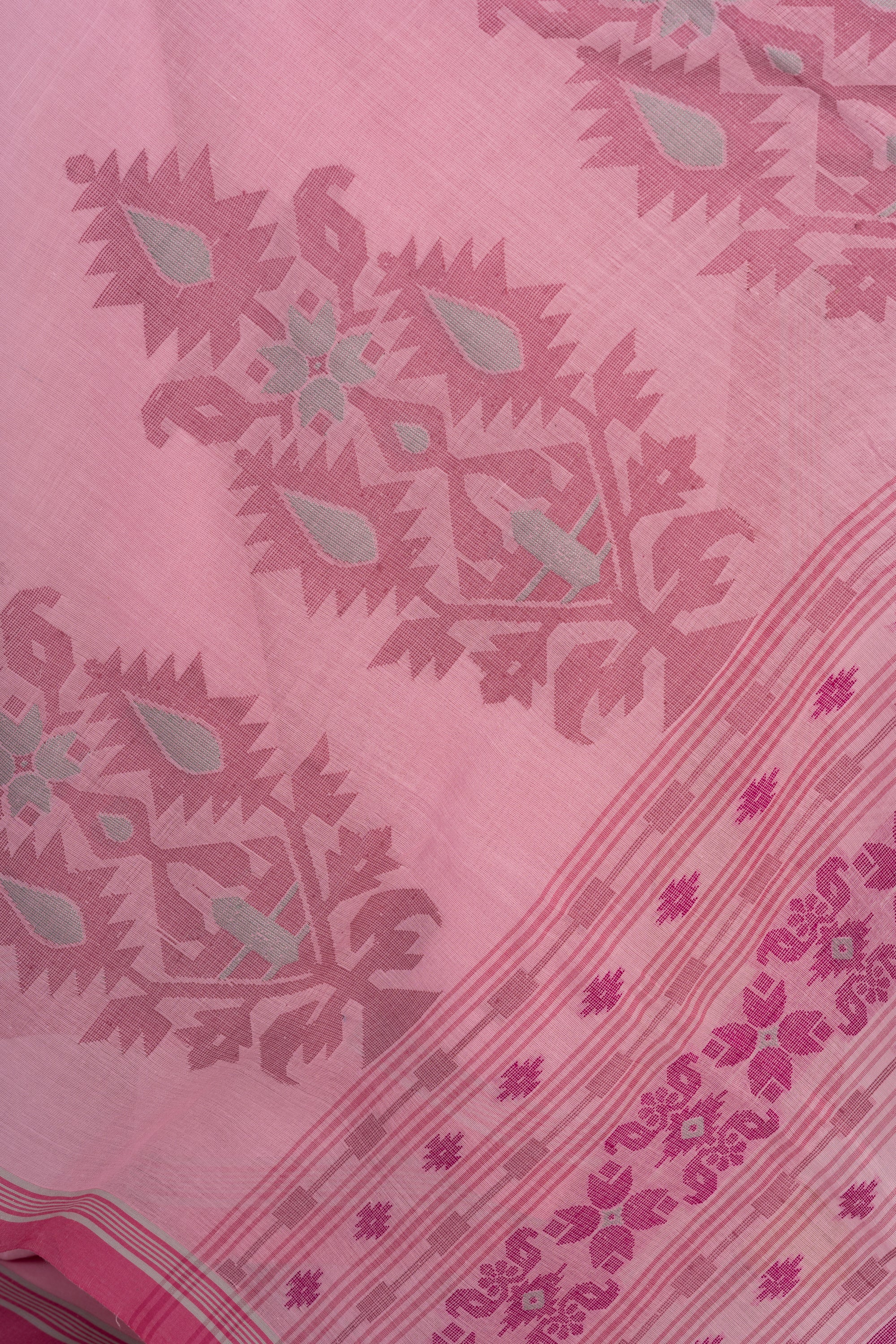 Soft Pink Handwoven  Bengal Cotton Saree