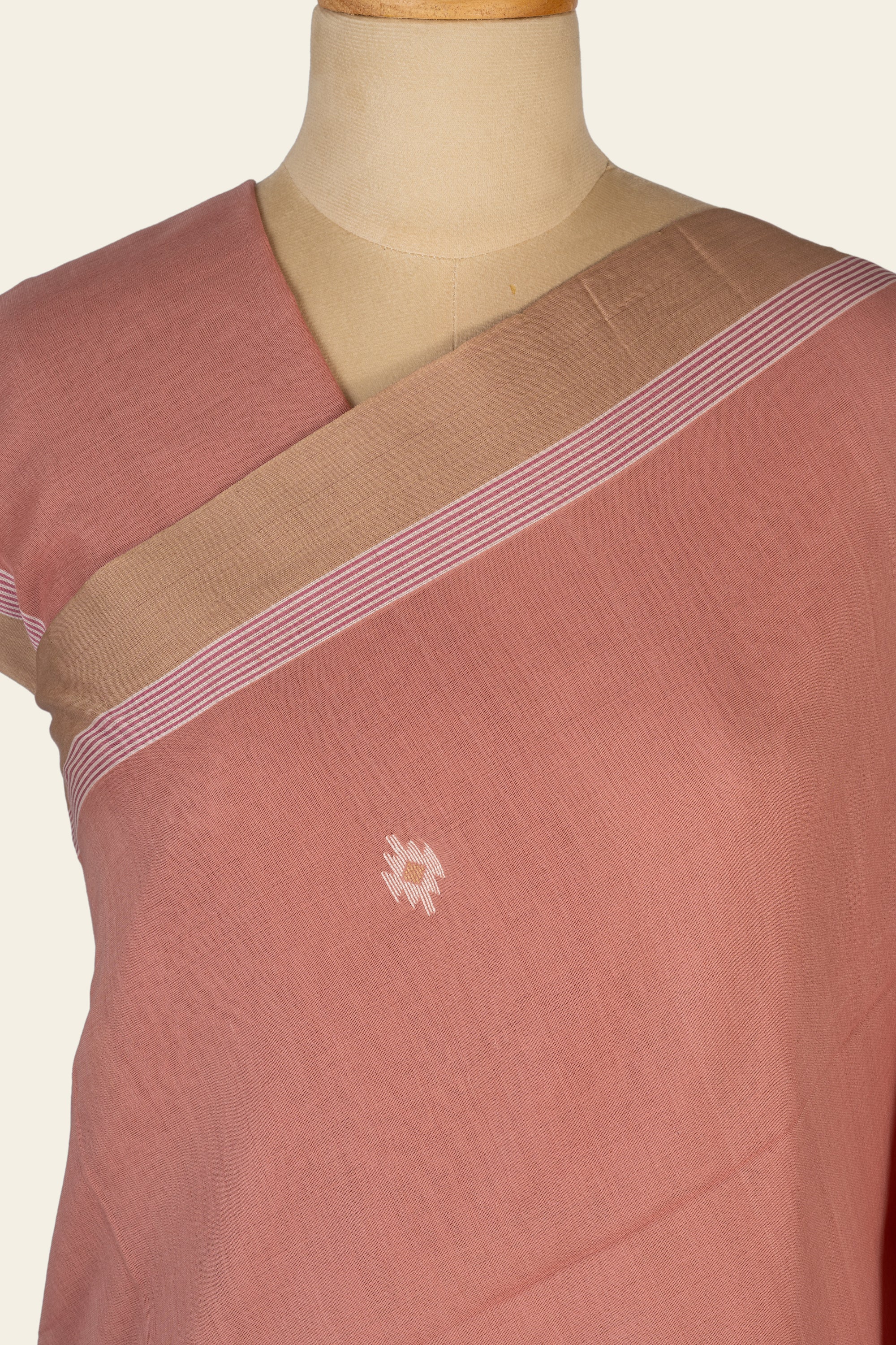 Rose Pink Handwoven  Bengal Cotton Saree