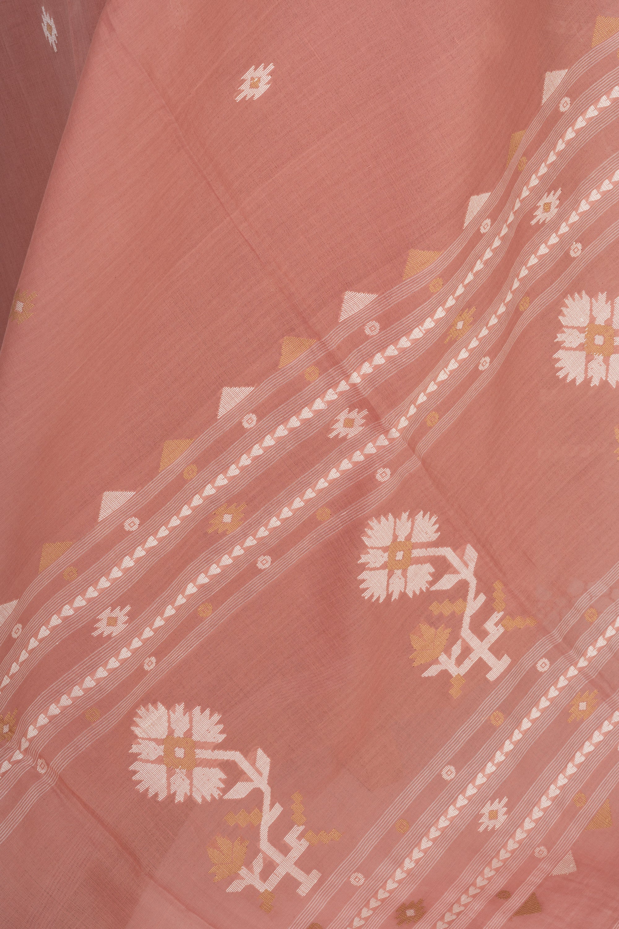 Rose Pink Handwoven  Bengal Cotton Saree