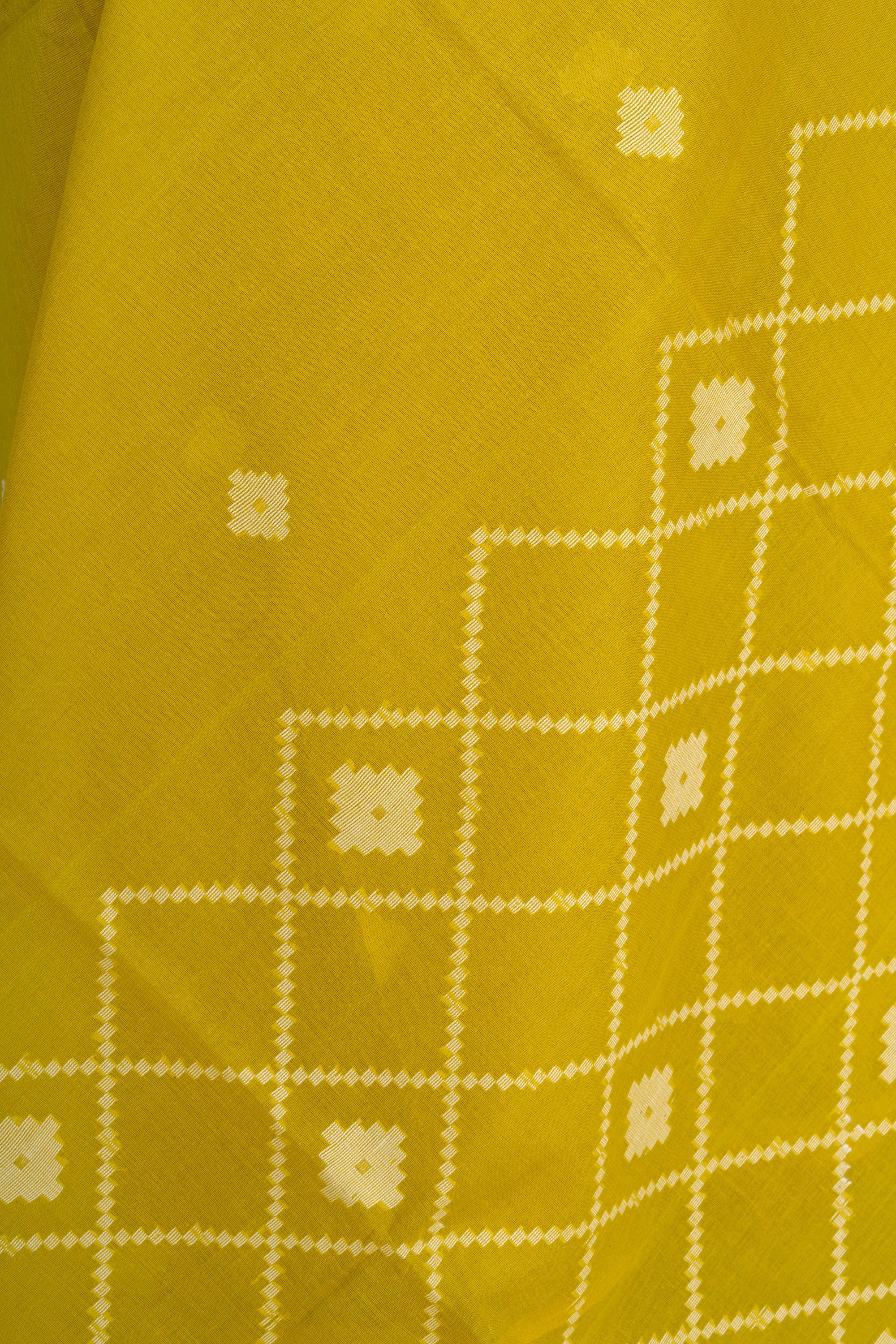 Olive Yellow Handwoven  Bengal Cotton Saree