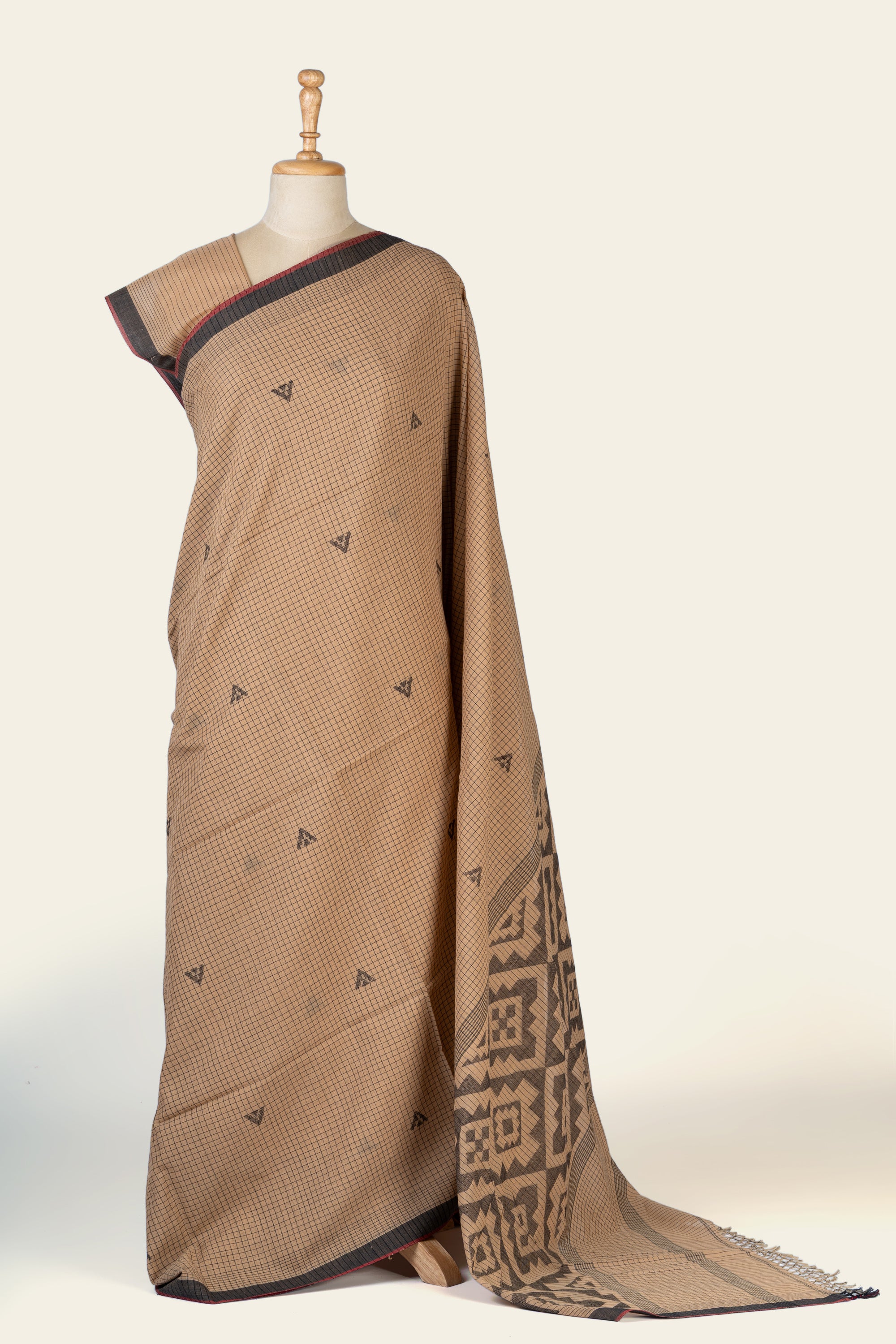 Natural Beige Handwoven  Bengal Cotton Jamdani Saree