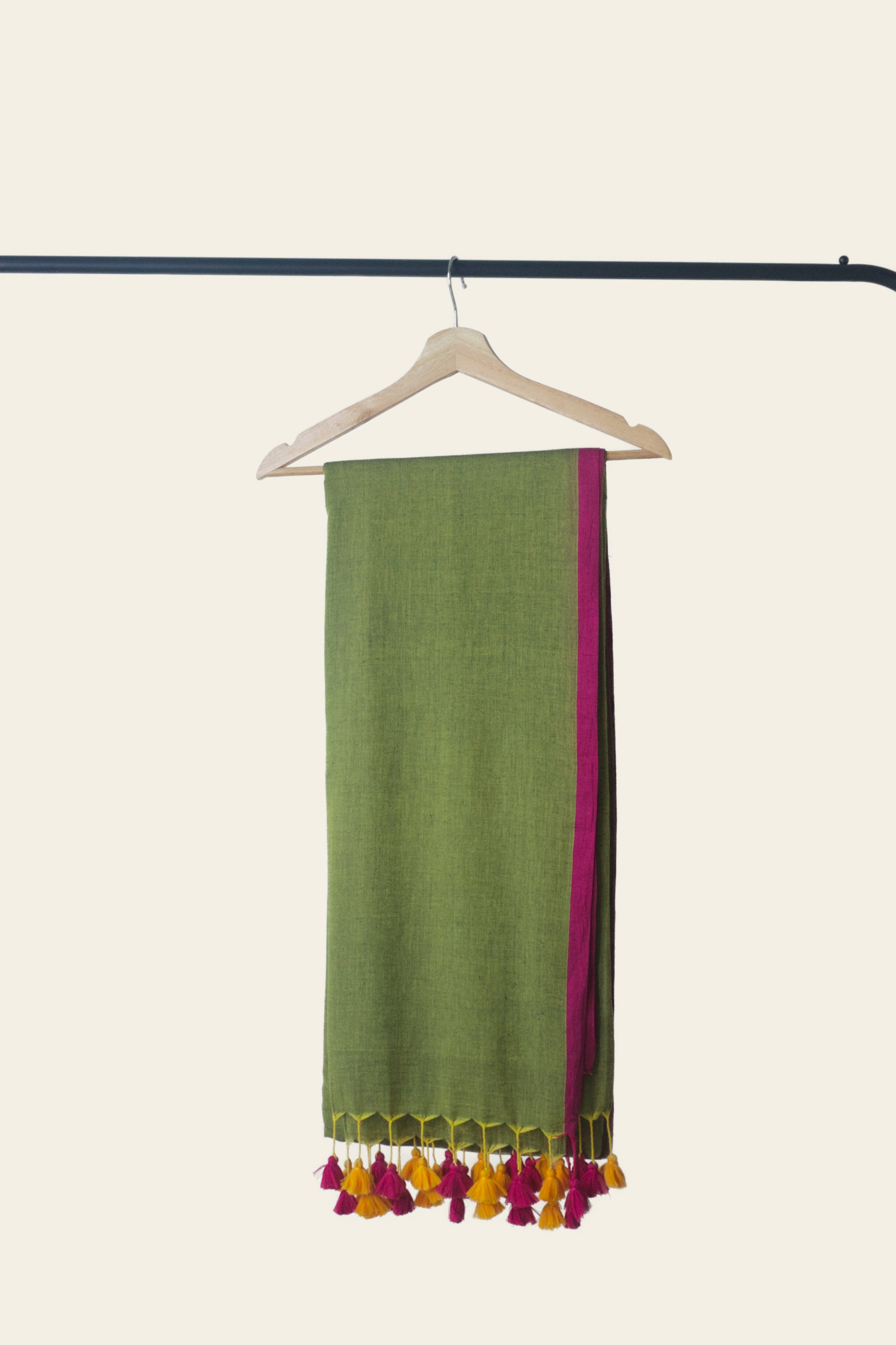 Mossy Green Bengal Mulmul Cotton Saree