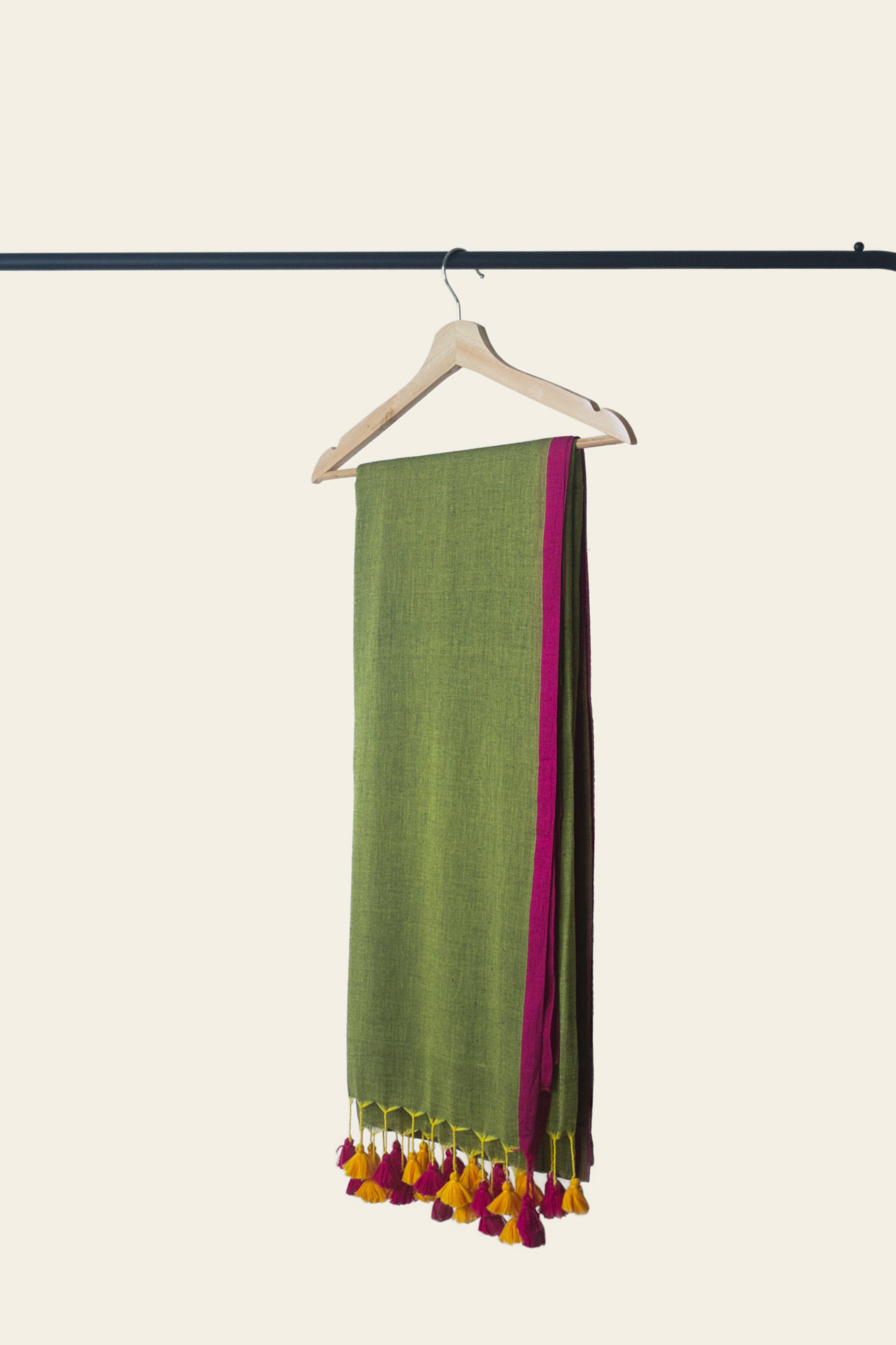 Mossy Green Bengal Mulmul Cotton Saree
